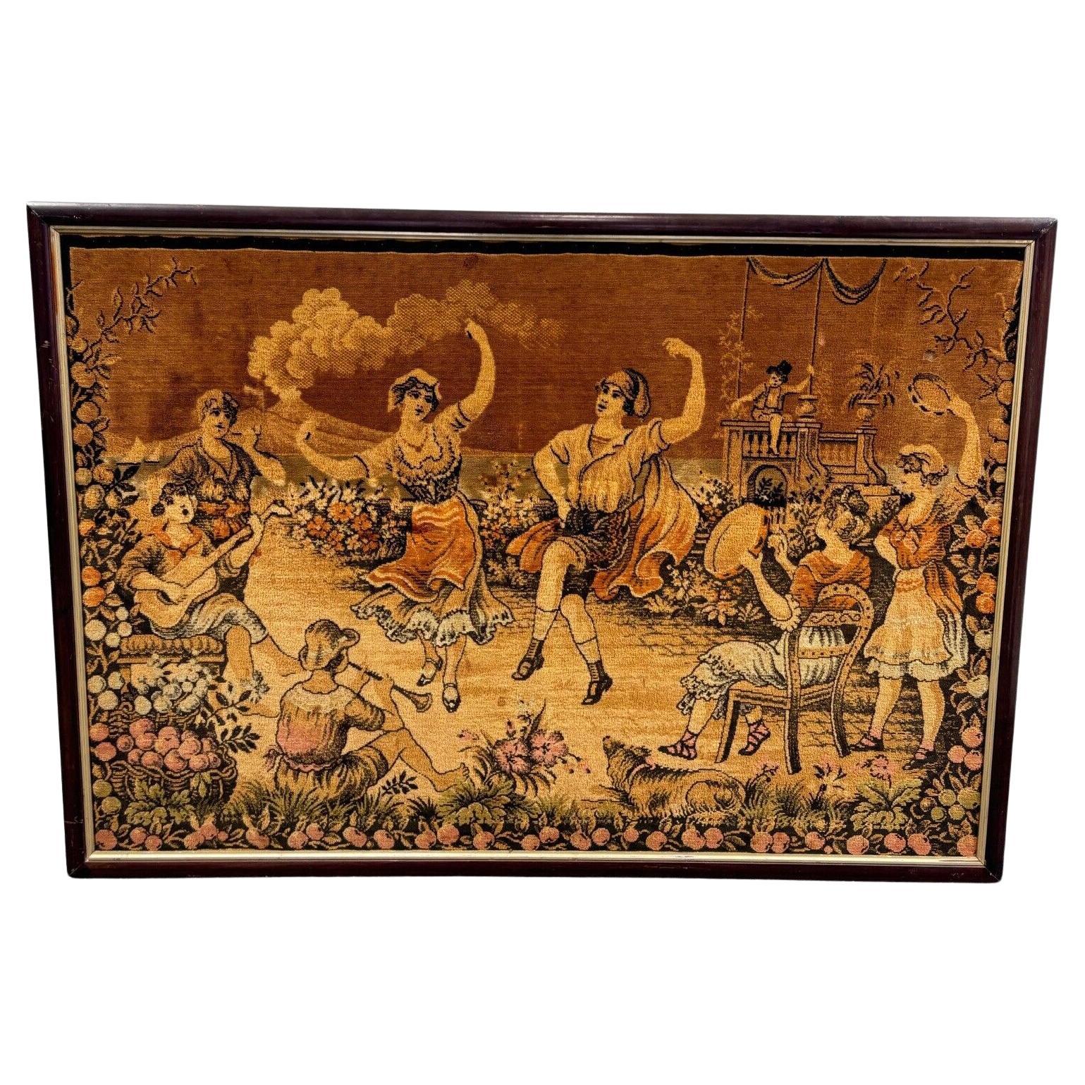 Antique Fabric Tapestry with Young Dancers