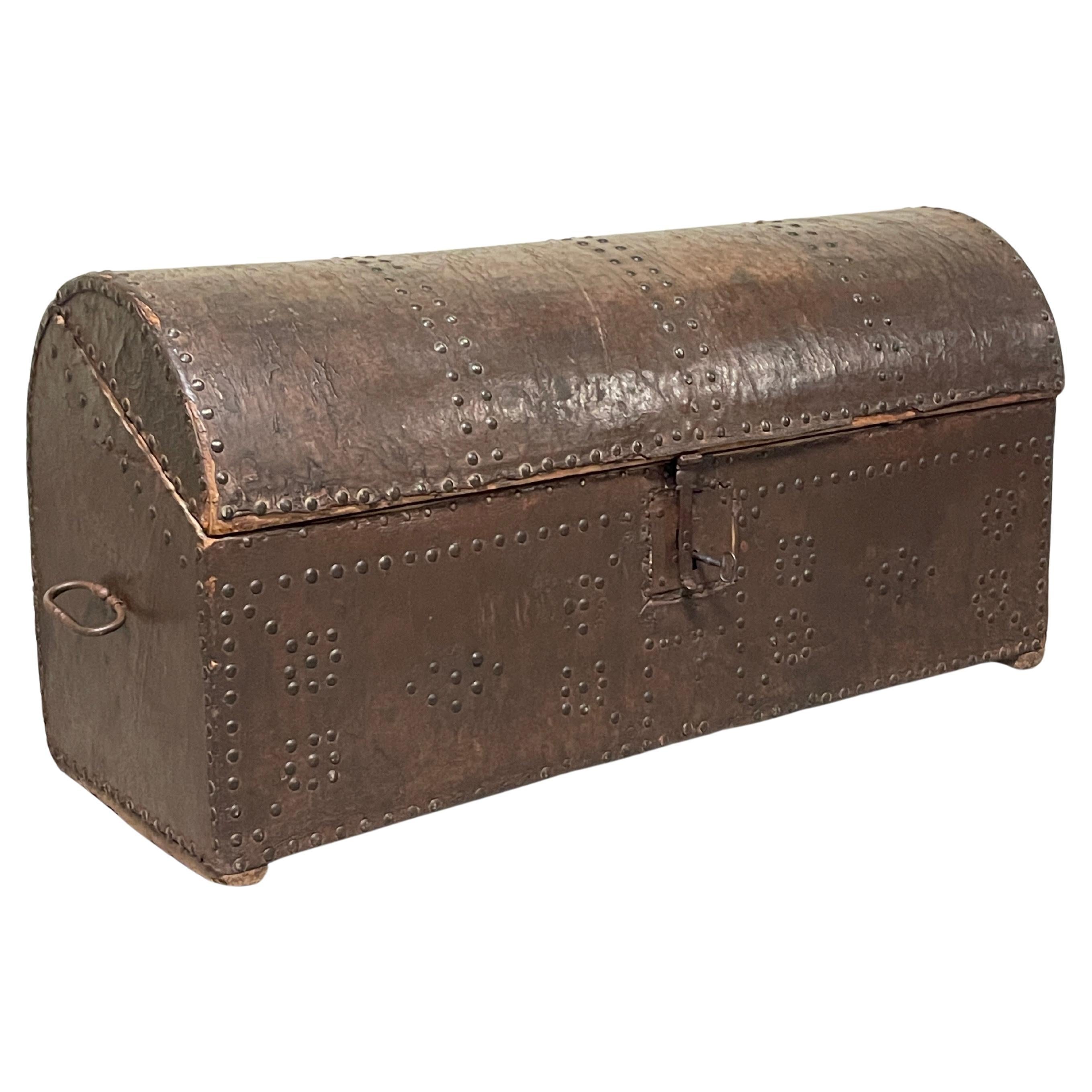 Antique studded trunk from the 1700s-1900s For Sale