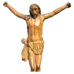 Antico Crocefisso Ligneo - policromo - buone condizioni - vari restauri - XVIII