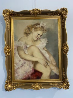 Peinture à l'huile ancienne "Ballerina" signée Pal Fried