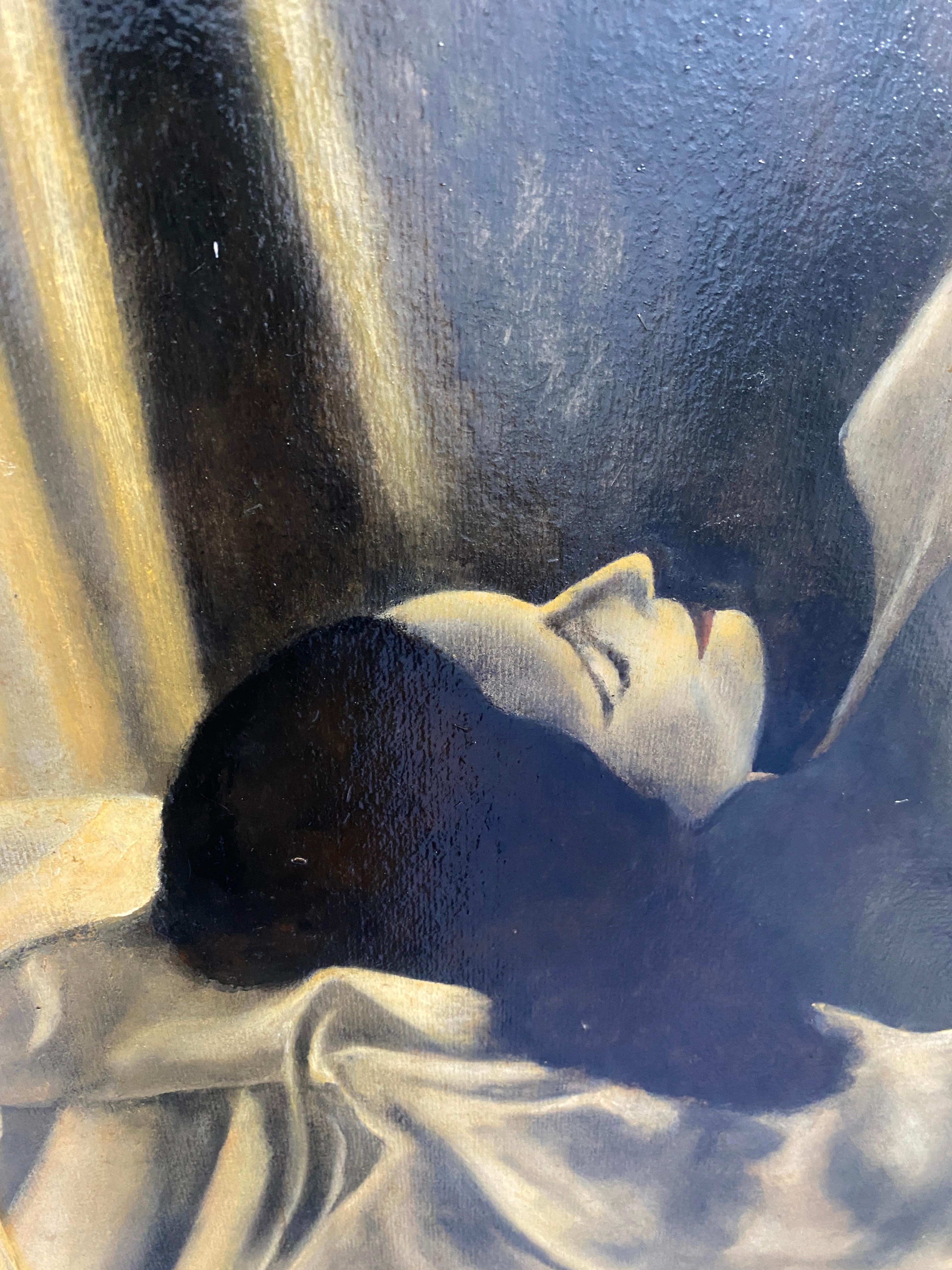 Antikes französisches Art Deco Ölgemälde 'Weiblicher Akt' signiert Chavarot im Zustand „Gut“ im Angebot in Traversetolo, IT