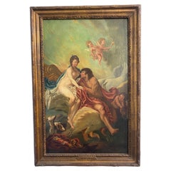 Antique French oil painting from the 17th century "in the style of Francois Boucher