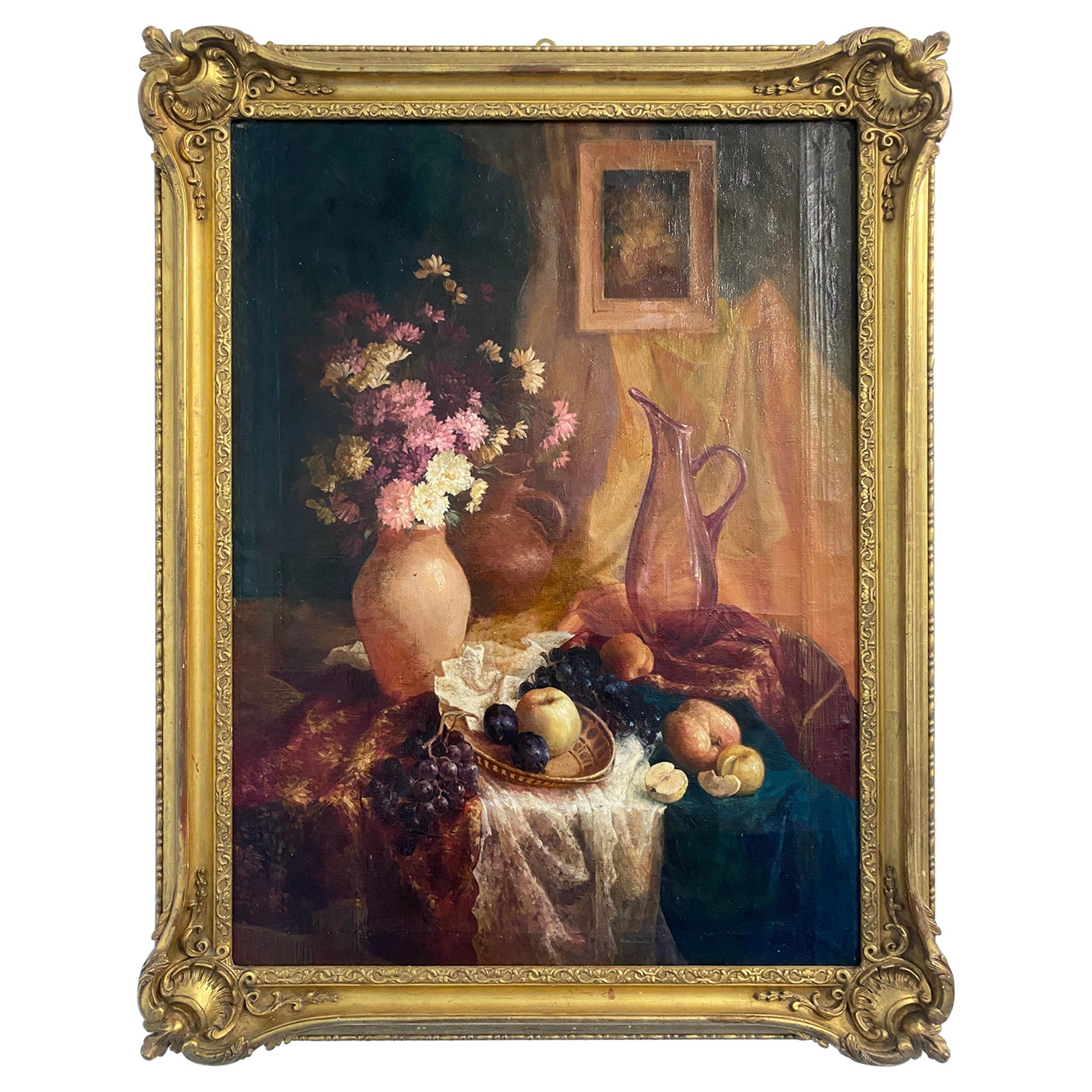 Ancienne peinture à l'huile "Nature morte", signée, France, début du 20e siècle