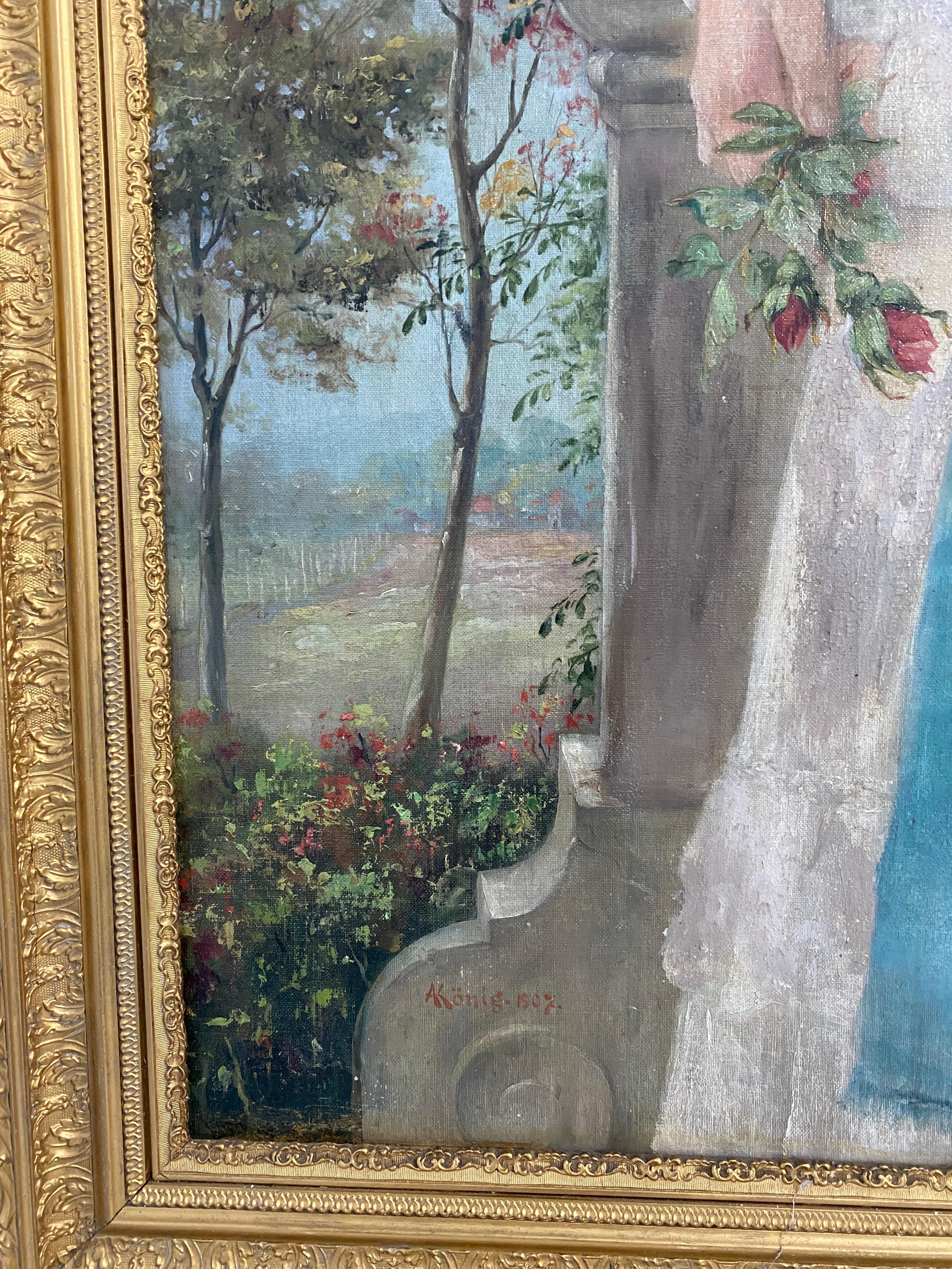 Oiled Antique German oil painting 