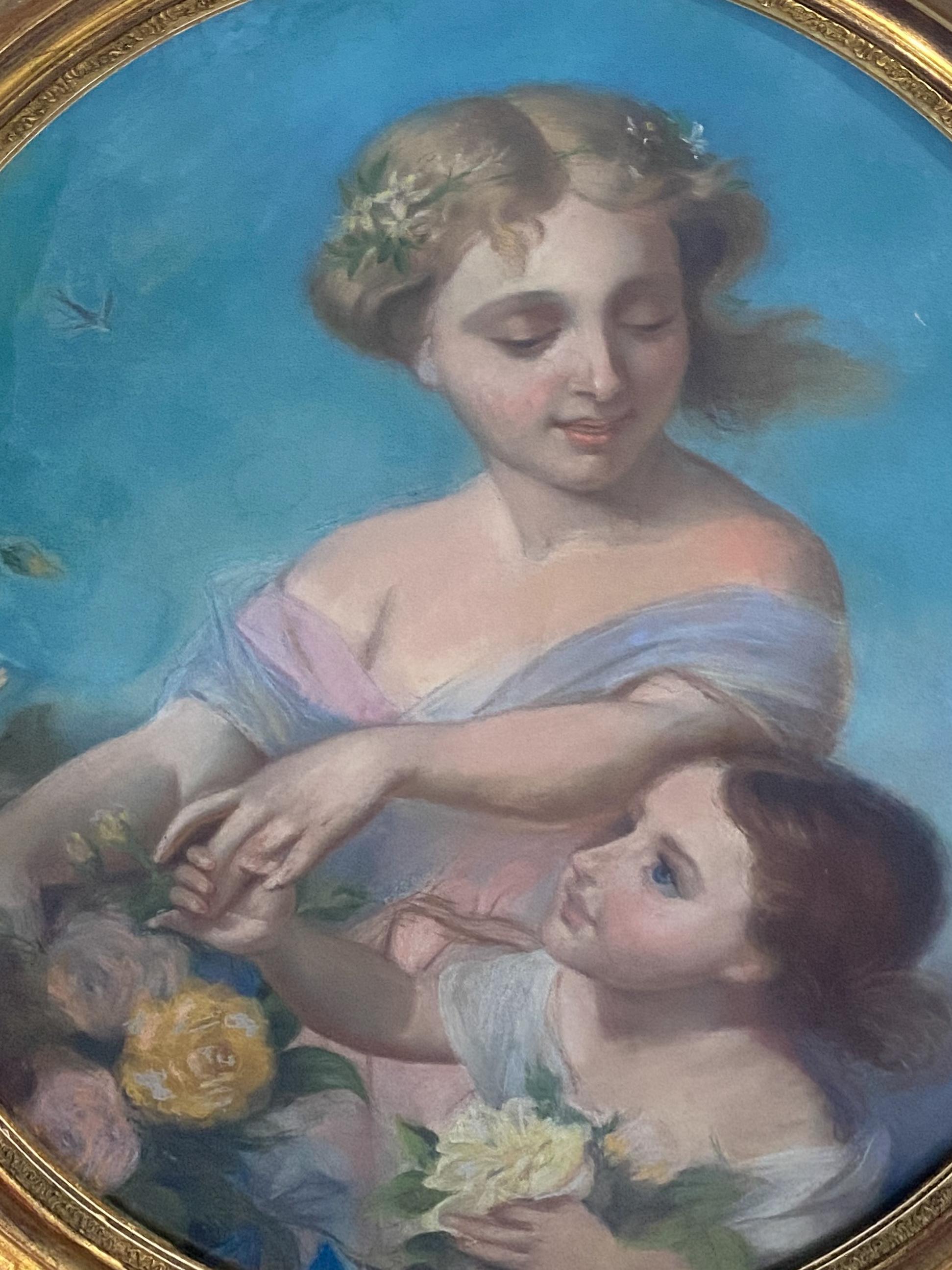Antique French pastel painting 