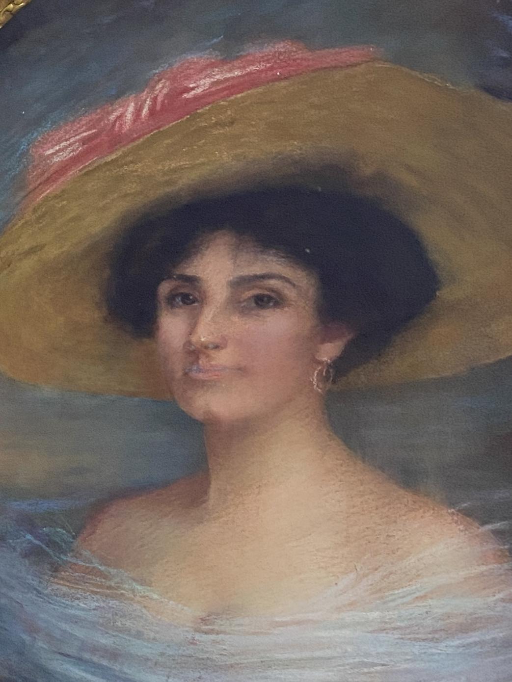 Early 20th Century Antico dipinto francese a pastello 
