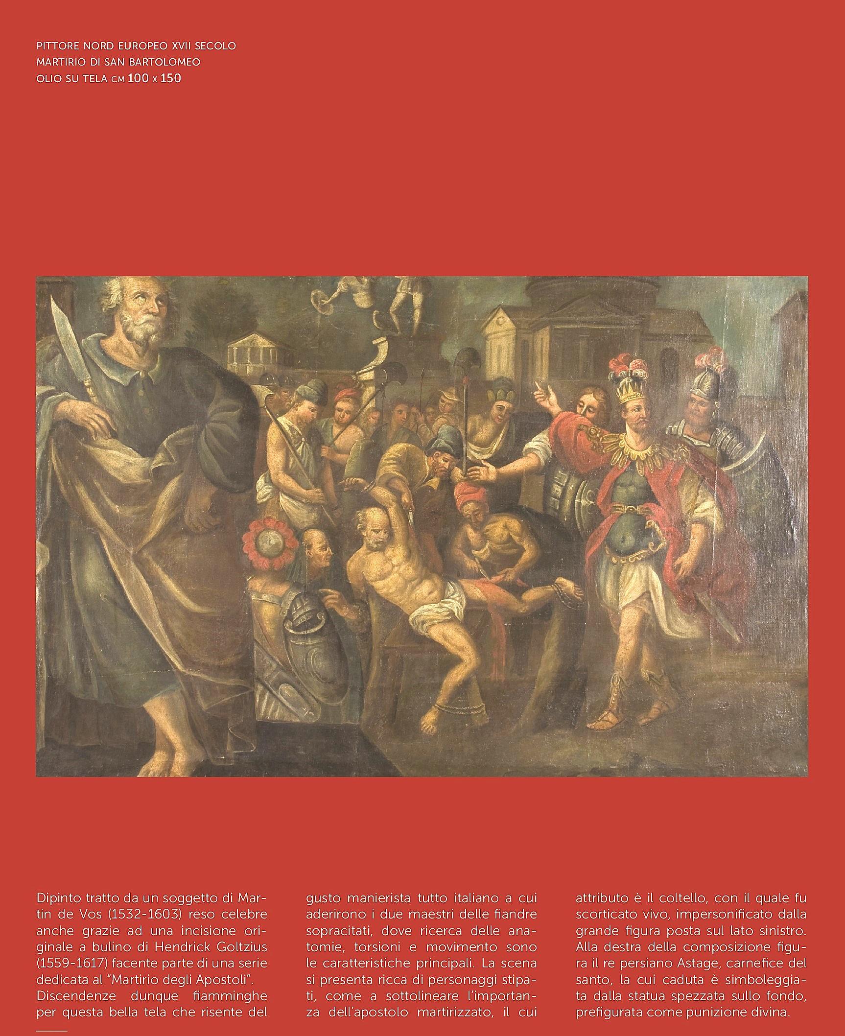 Antikes Gemälde Martyrium des Heiligen Bartholomäus aus dem 17 (Geölt) im Angebot