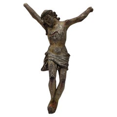 Antico Gesu' Crocifisso in Carta Pesta Policroma, Italia 18 secolo