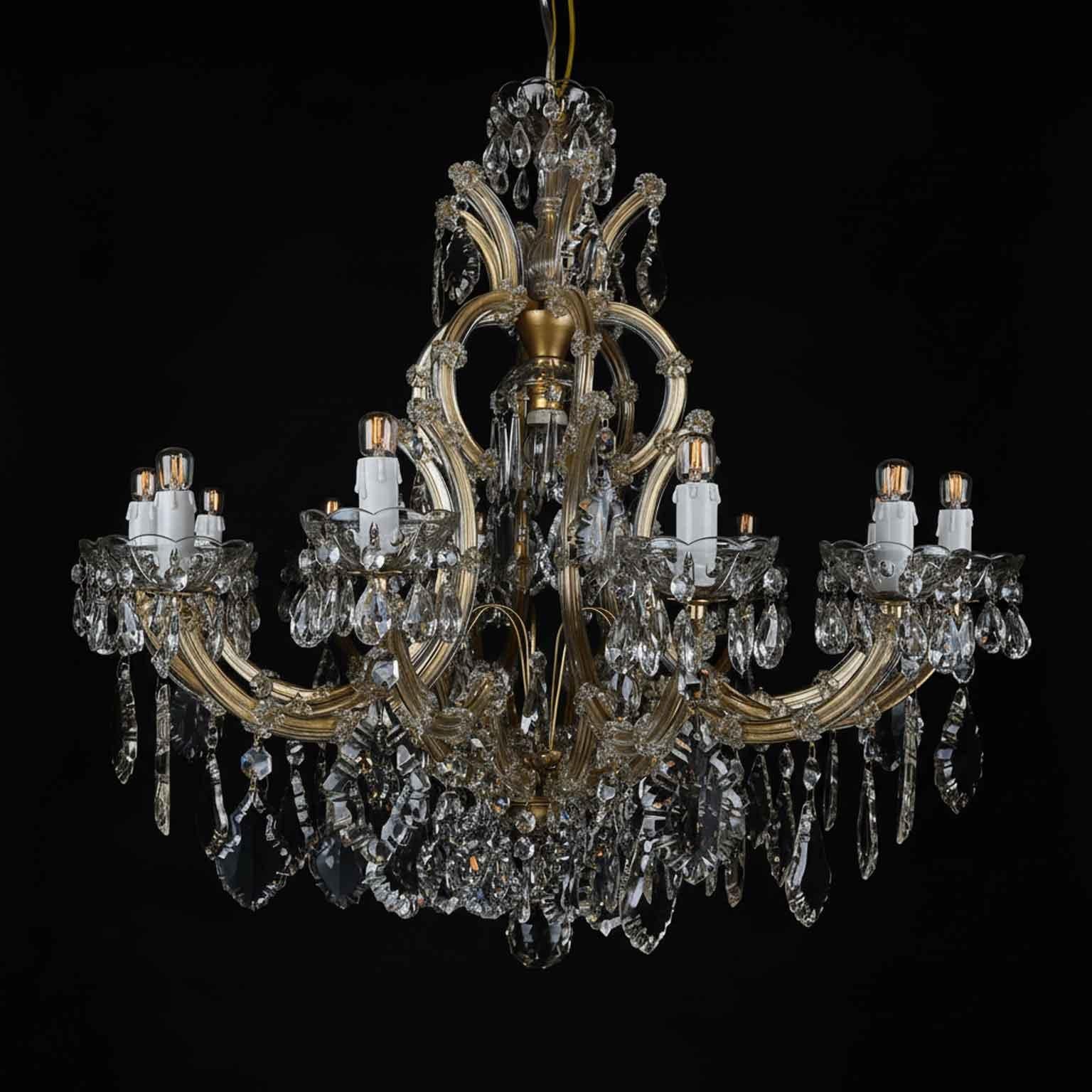 Lustre italien ancien en cristal Maria Teresa à treize lumières, style années 1950 en vente 6