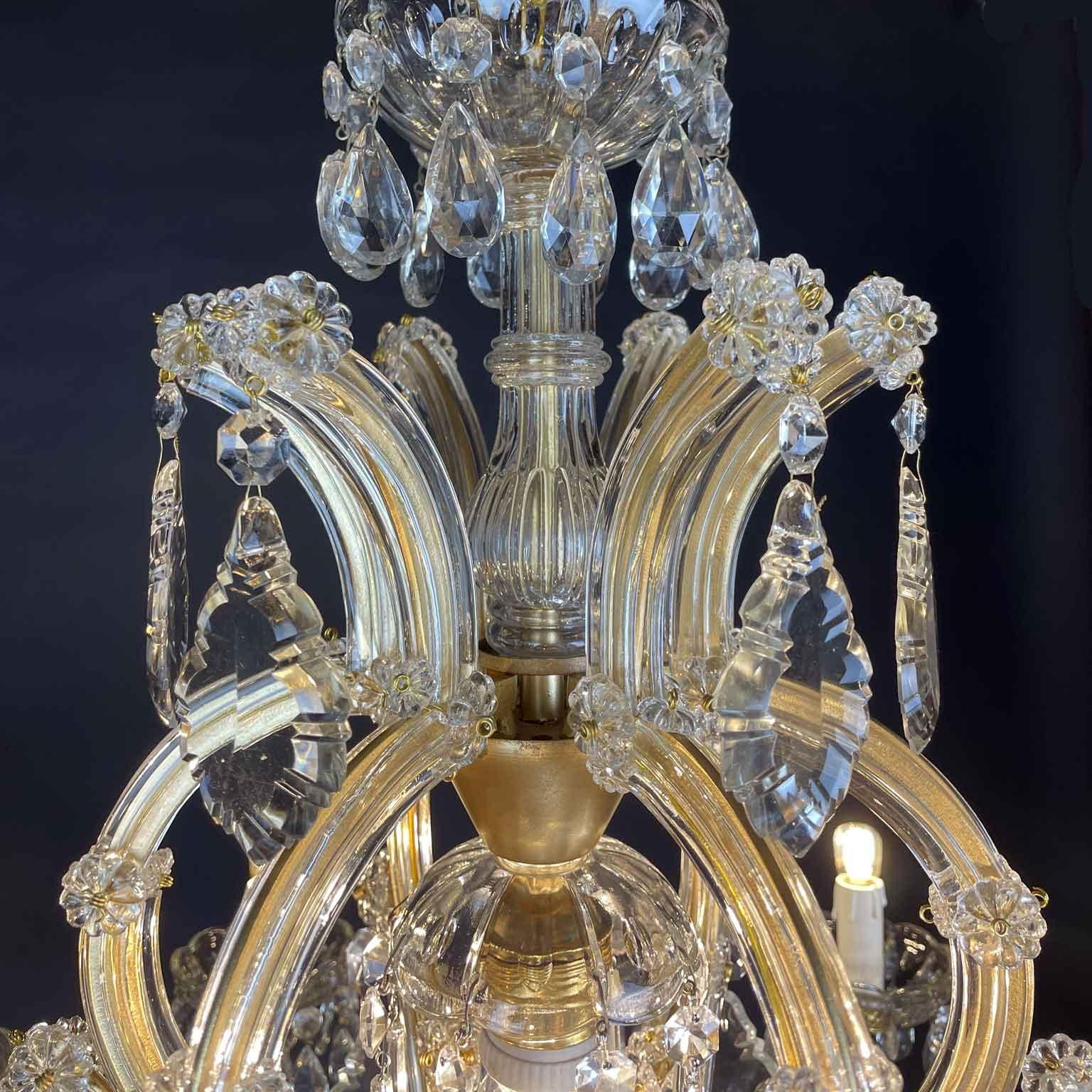 Lustre italien ancien en cristal Maria Teresa à treize lumières, style années 1950 en vente 1
