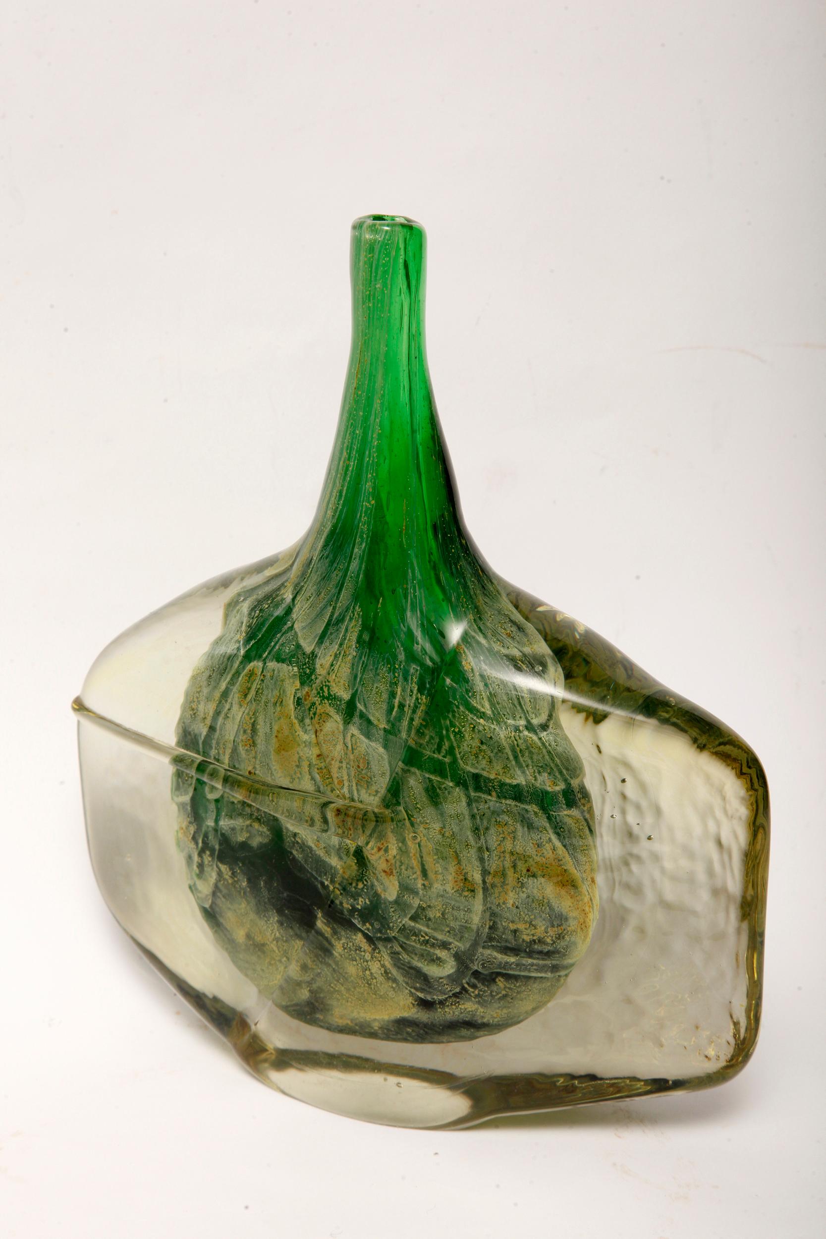 Maltese Antico Mdina Art Glass, Fish or Axe Head Vase by Michael Harris, 1970s For Sale