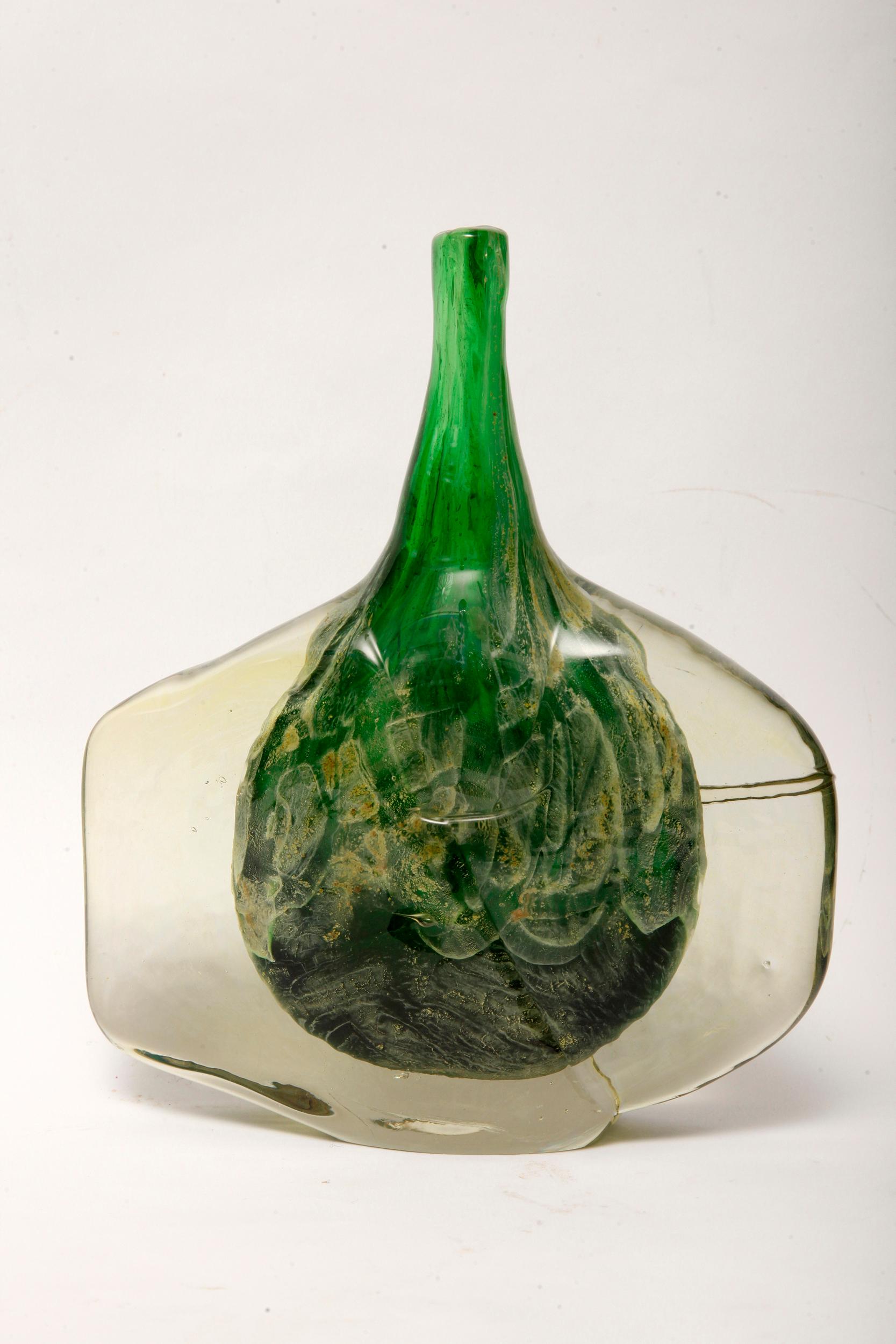 Antico Mdina Art Glass, Fish or Axe Head Vase by Michael Harris, 1970s In Good Condition For Sale In Warsaw, PL