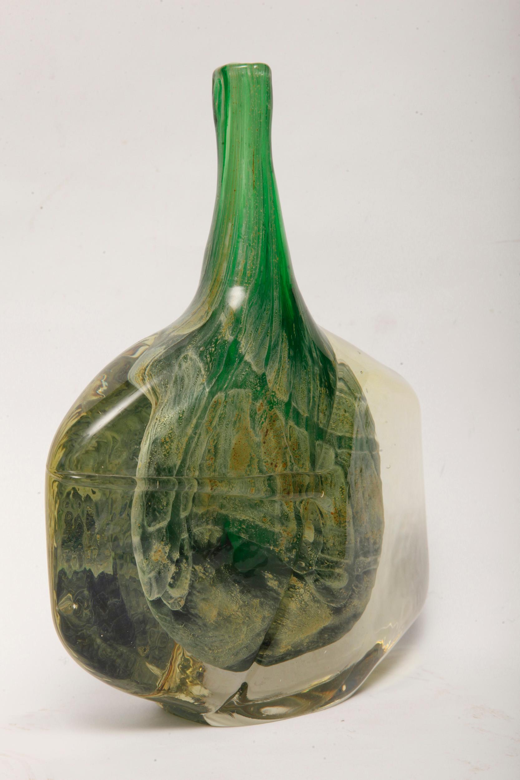 Late 20th Century Antico Mdina Art Glass, Fish or Axe Head Vase by Michael Harris, 1970s For Sale