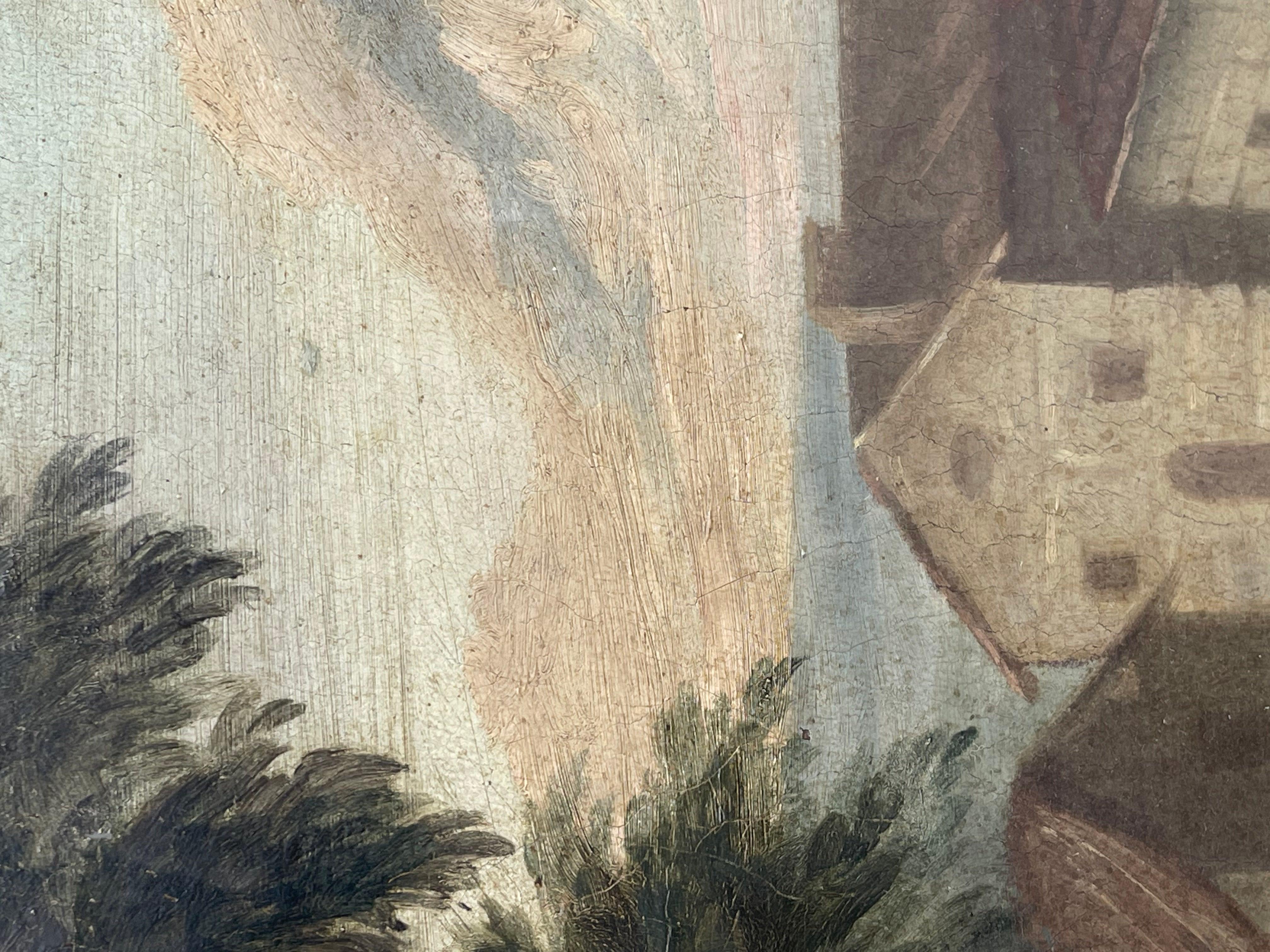 Italian antico paesaggio -  scuola romana -  olio su tela - fine 18 secolo - dipinto For Sale
