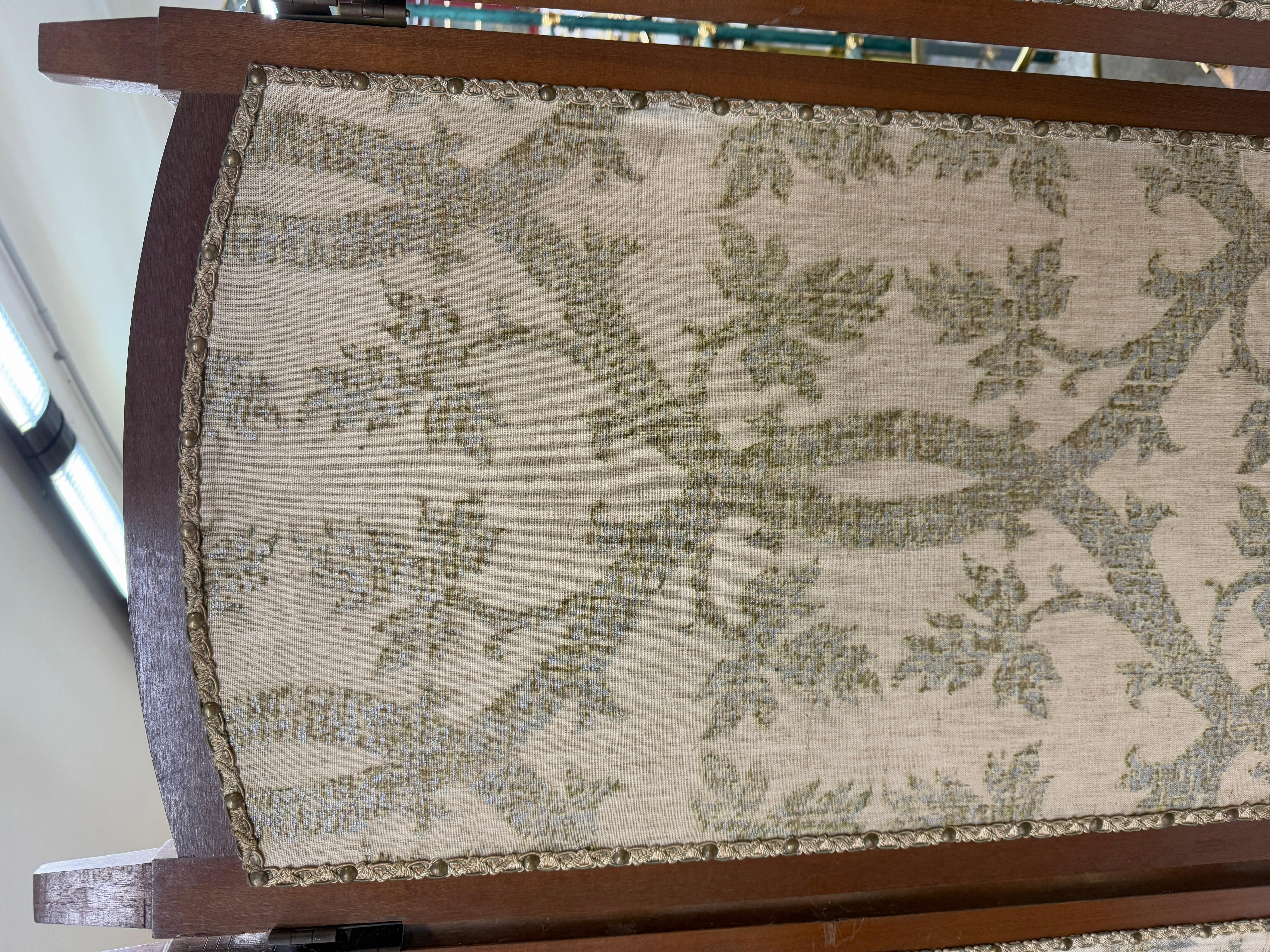 20th Century Antique Italian floral fabric screen in 1930s Folk Art style For Sale