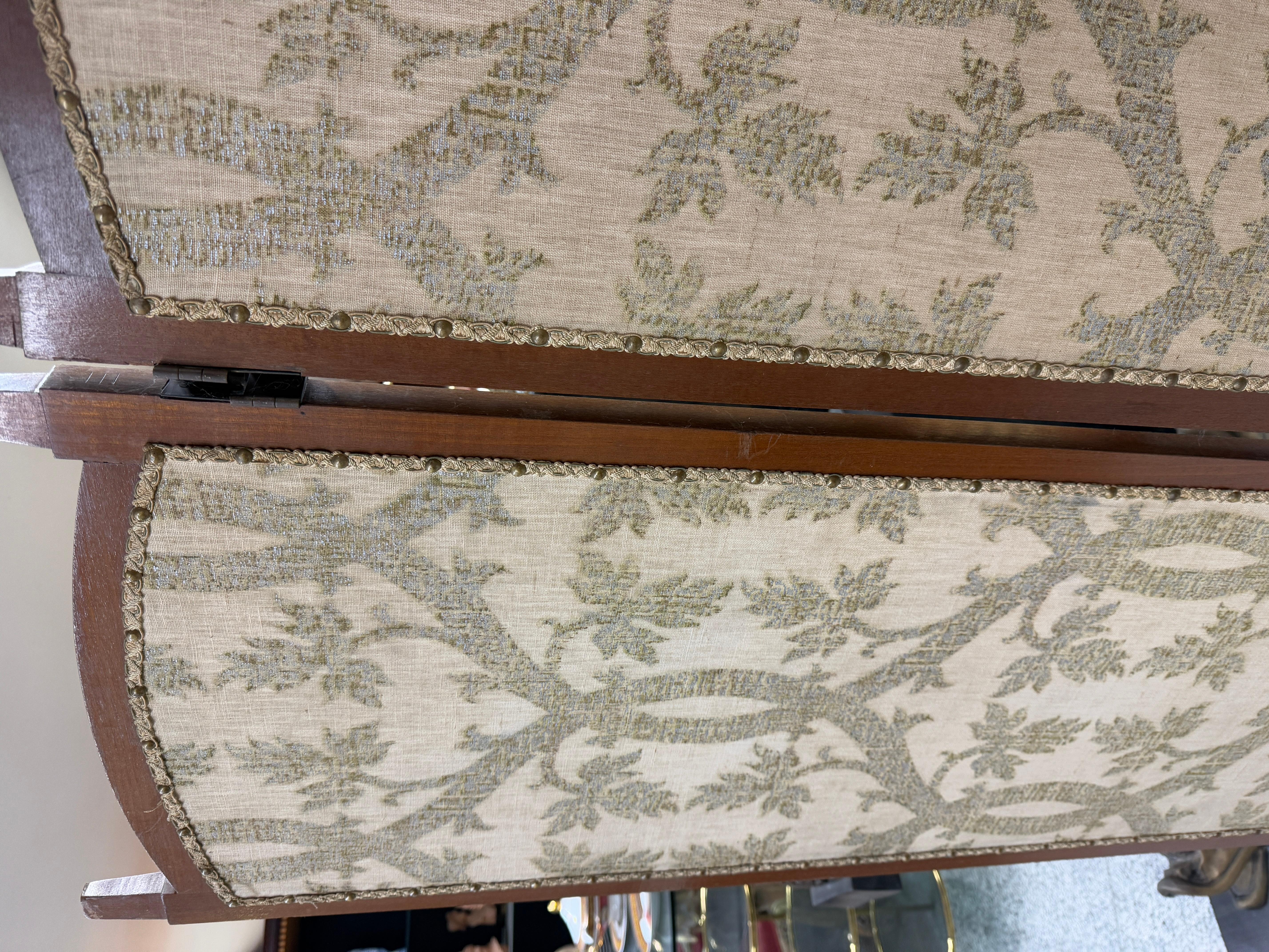 Fabric Antique Italian floral fabric screen in 1930s Folk Art style For Sale