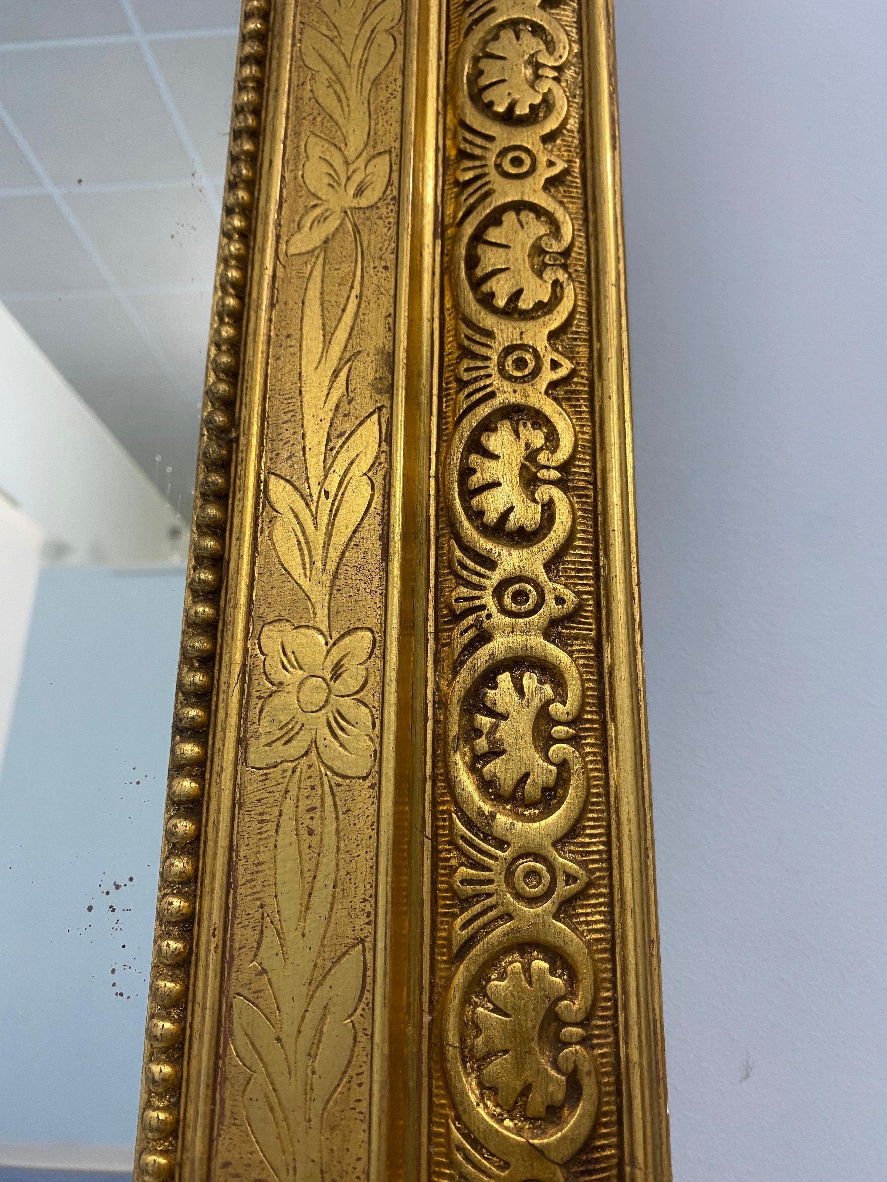 Antique French gilt mirror  gold leaf with Louis Philippe era selvedge For Sale 10