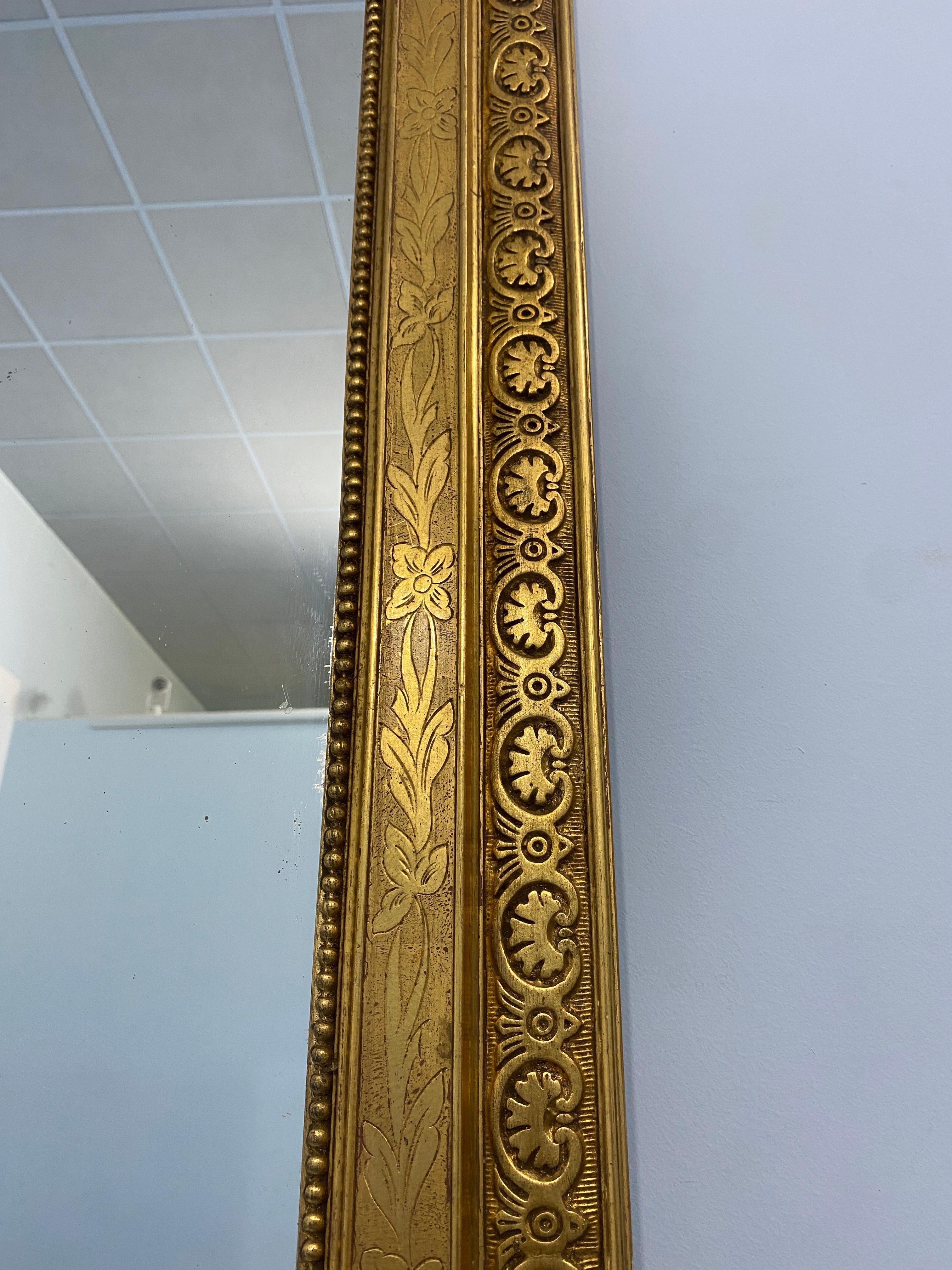 Antique French gilt mirror  gold leaf with Louis Philippe era selvedge For Sale 3