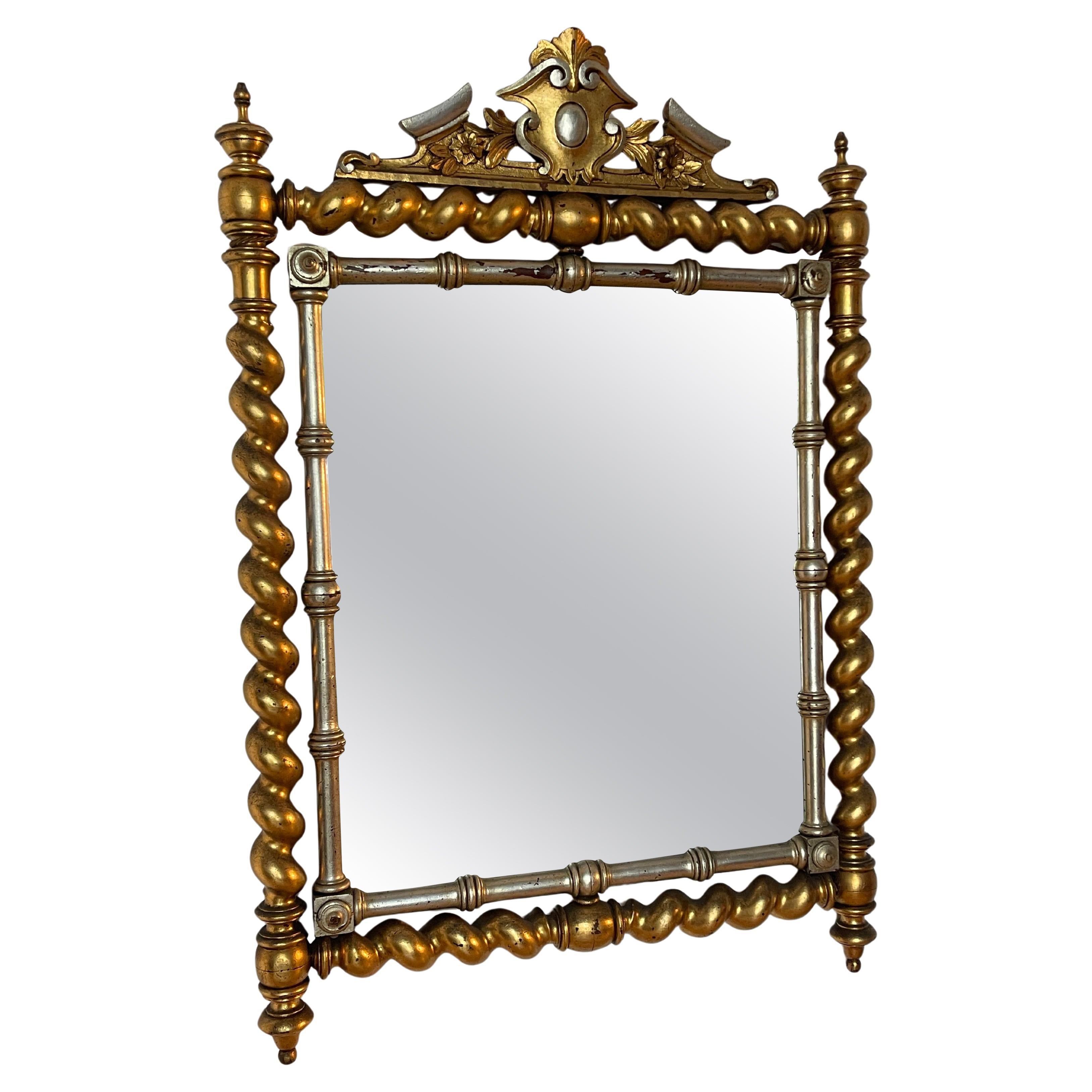 Antico specchio in legno in stile tortiglione fine XIX secolo im Angebot
