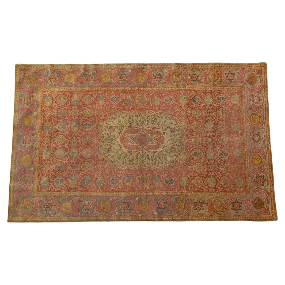 Antique carpet  Israeli Bezalel with Jewish symbols