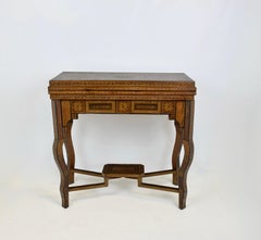 Antico Tavolo da Gioco Siriano con Intarsi Damasceni e Legni preziosi, XX Secolo