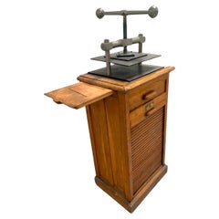 Antique bookbinder's press with cabinet early 20th century