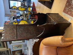 Antique brutalist style carved wooden throne,  19thC