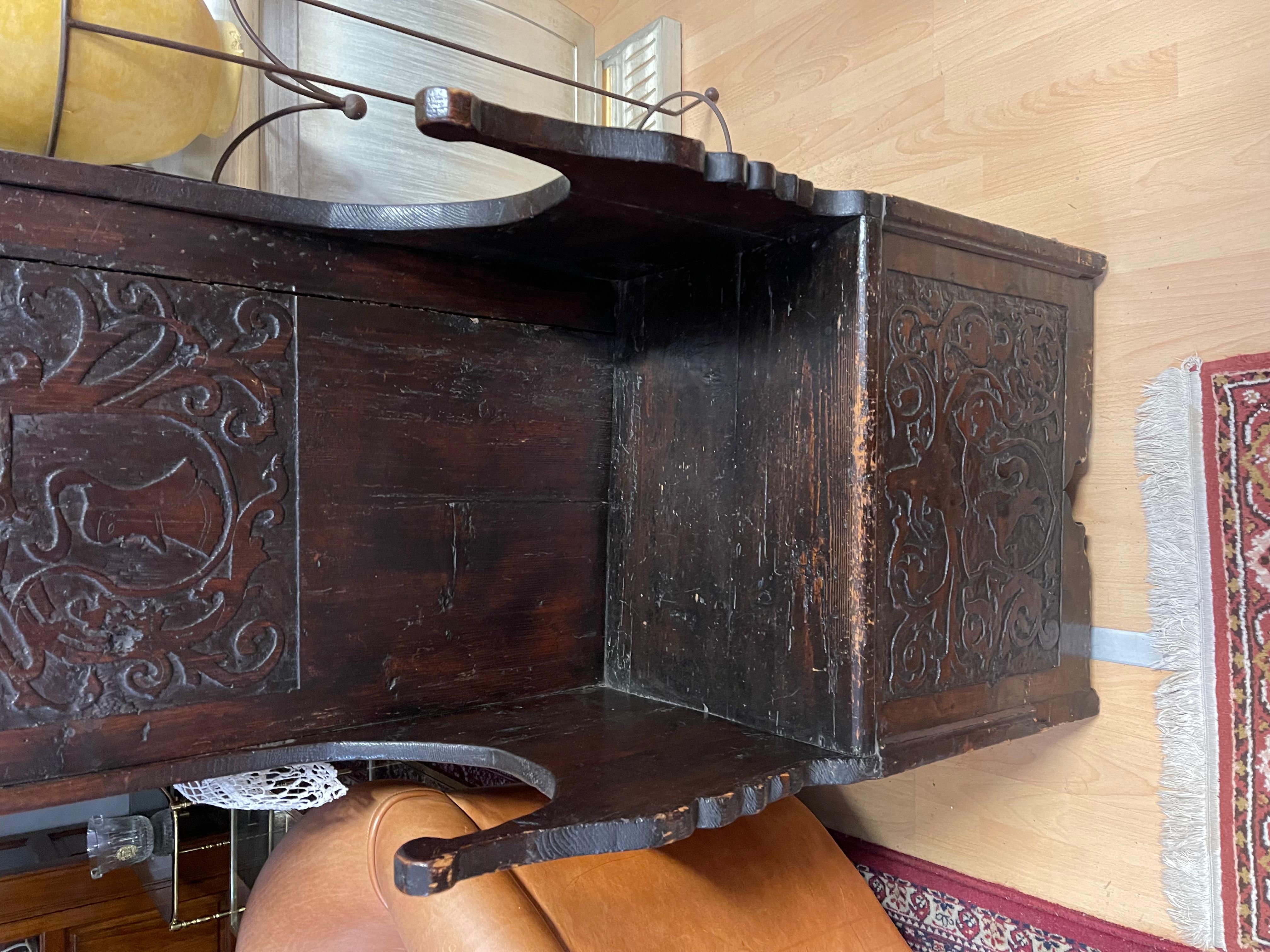 Brutalist Antique brutalist style carved wooden throne,  19thC For Sale