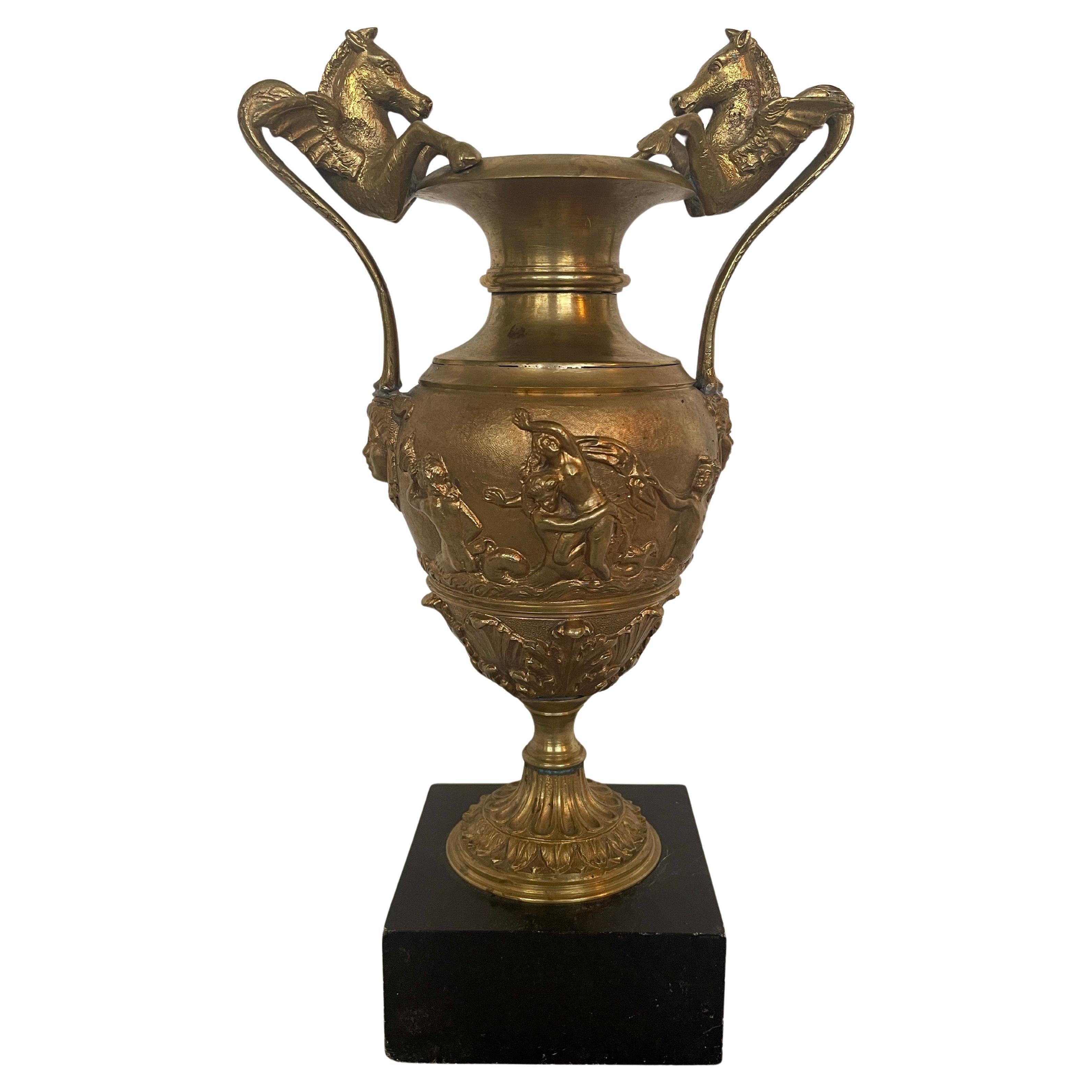 Antique Italian bronze vase with marble base 19th century
