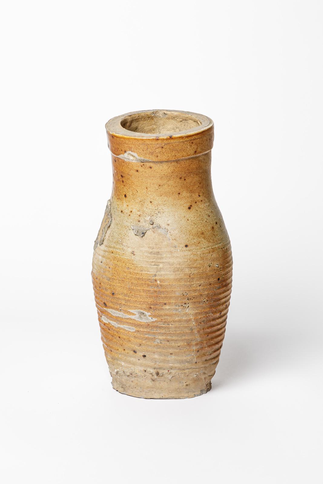 18th Century antics 18th century stoneware ceramic brutalist vase from Martincamp france  For Sale