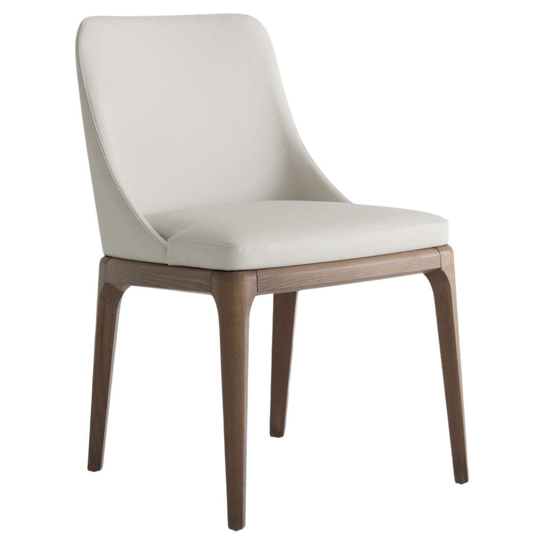 Antigona Oyster Leather and Walnut Chair by Morica Design
