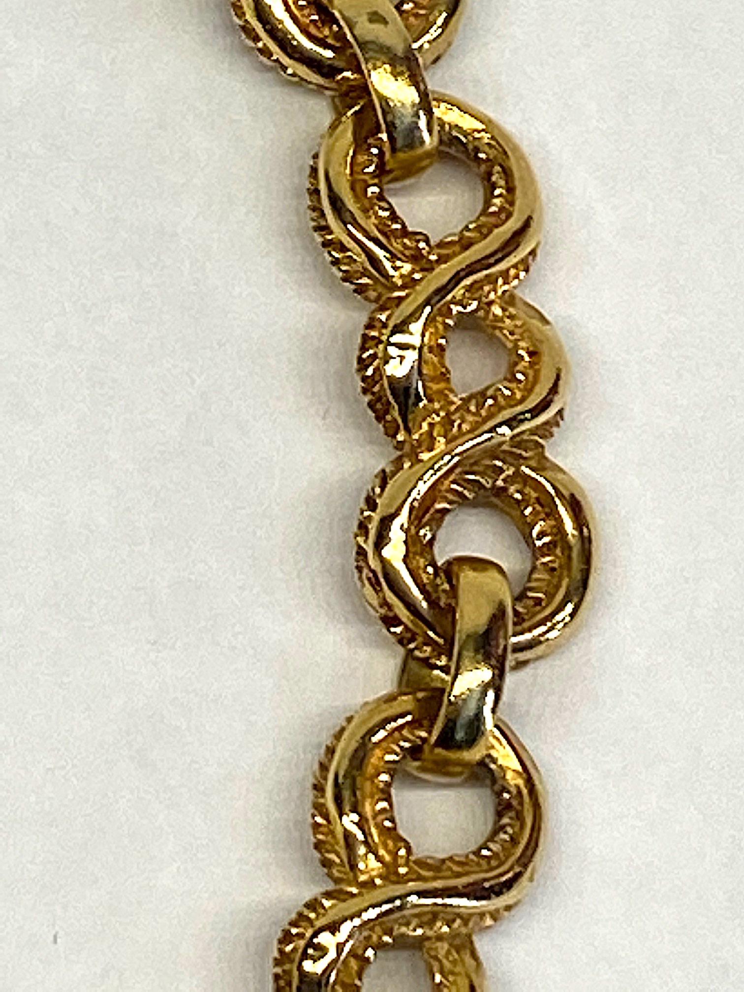 Antigona Paris 1980s Gold Link with Amber Cabochon Pendant Necklace 4