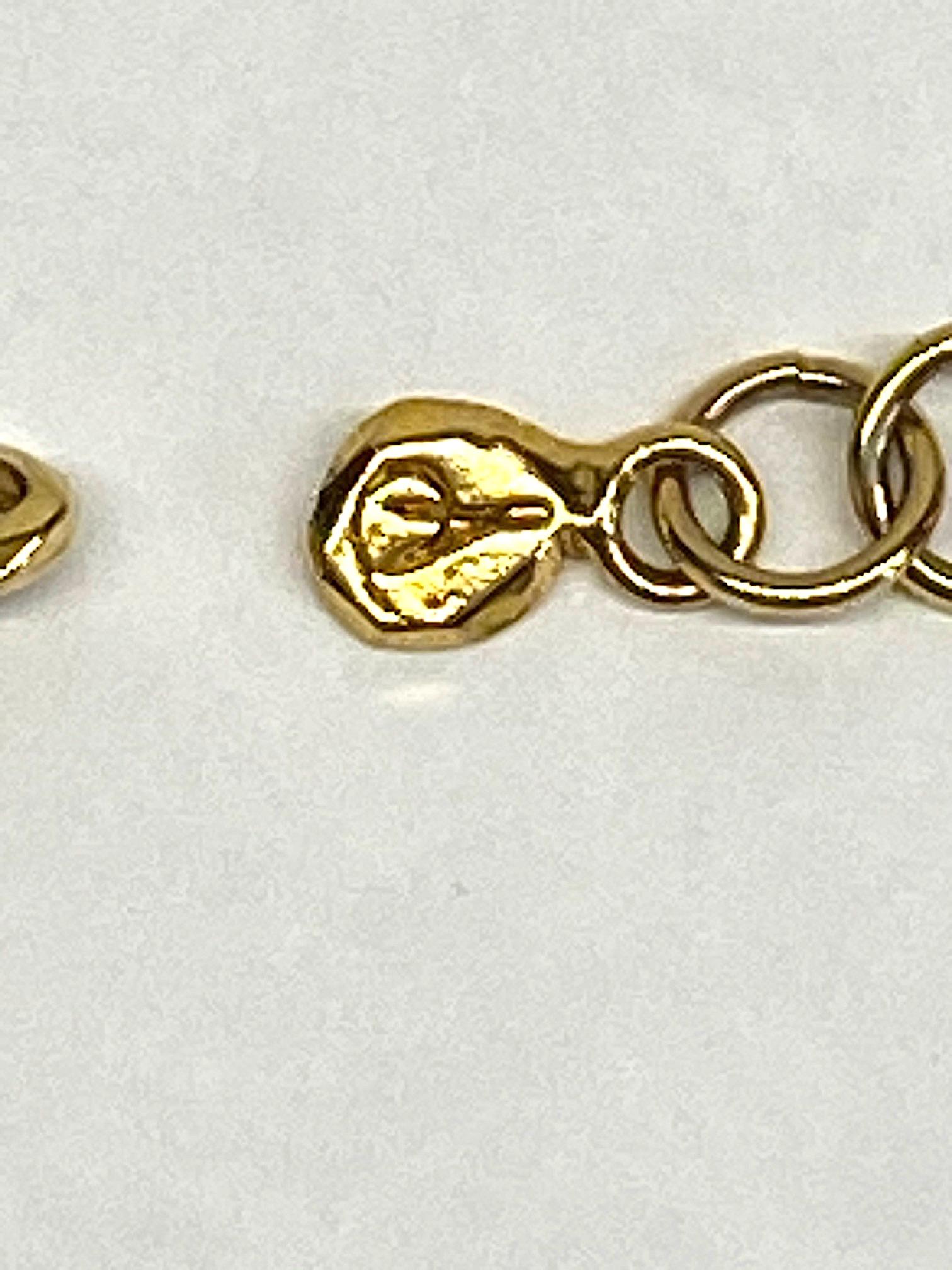 Antigona Paris 1980s Gold Link with Amber Cabochon Pendant Necklace 5