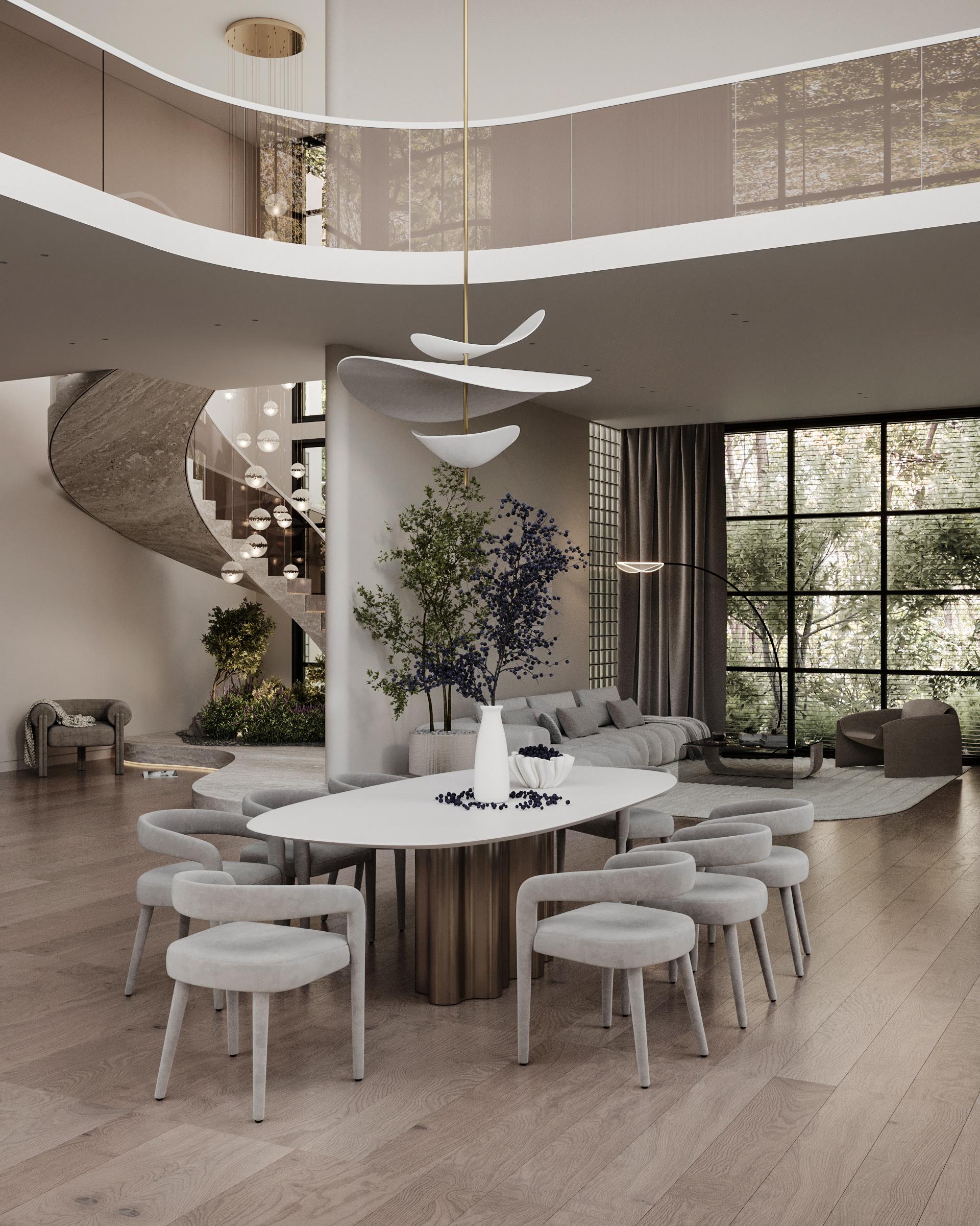 Lampada scultorea in ceramica e ottone Floating Organic Forms di Elsa Foulon in vendita 9
