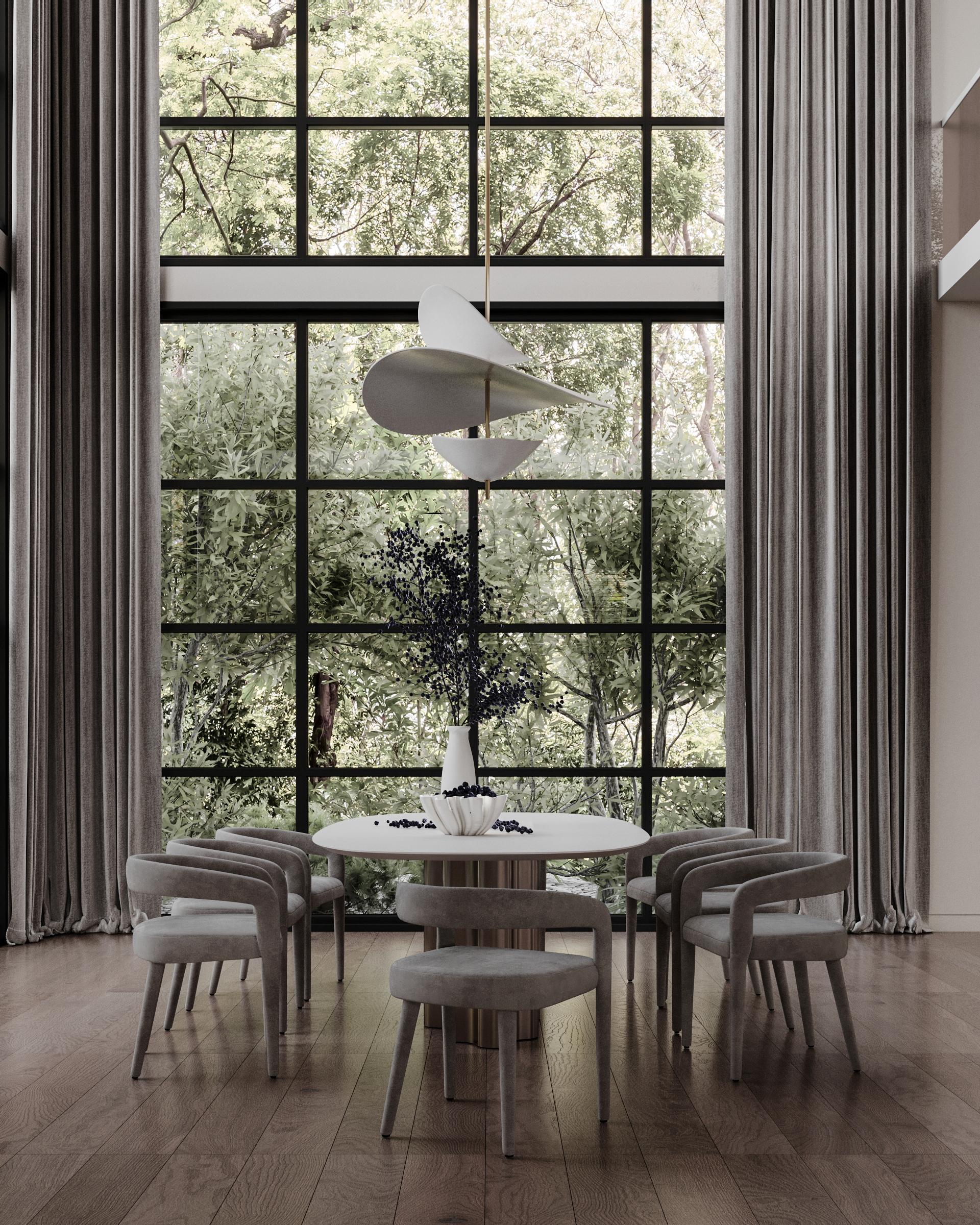 Lampada scultorea XL Floating Organic Forms in ceramica e ottone di Elsa Foulon in vendita 7