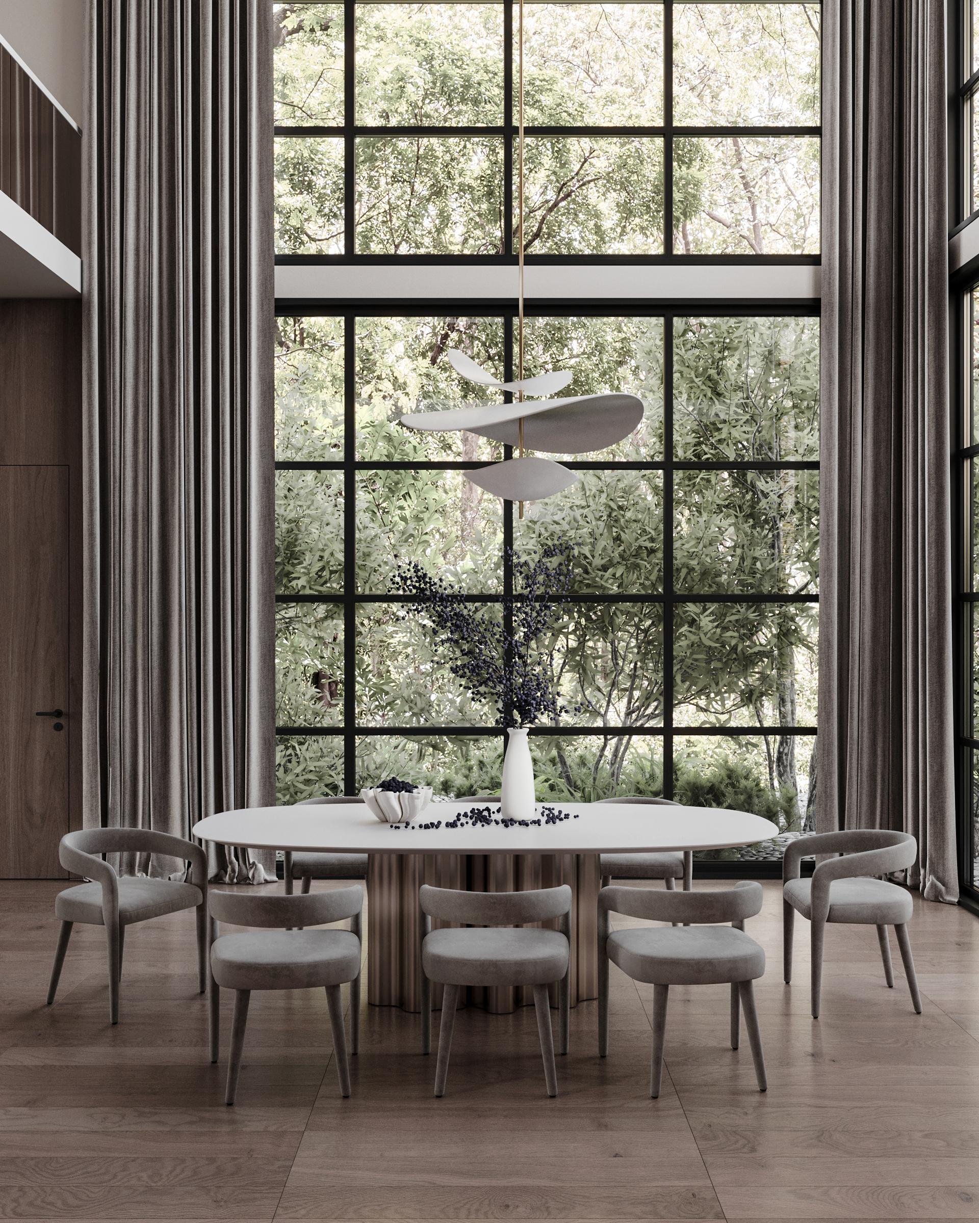 Lampada scultorea XL Floating Organic Forms in ceramica e ottone di Elsa Foulon in vendita 9