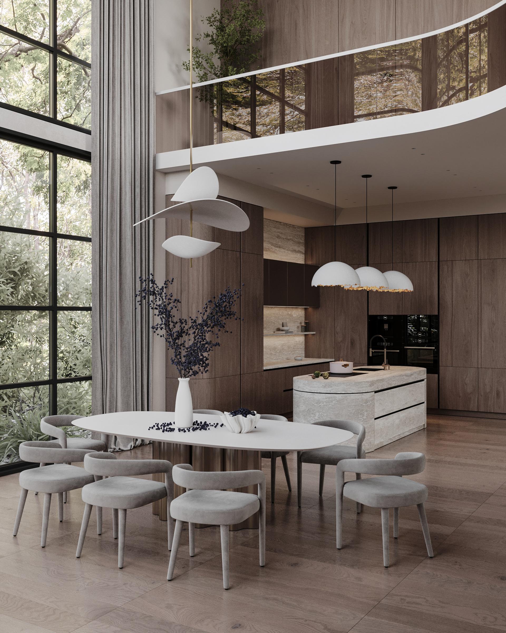 Lampada scultorea XL Floating Organic Forms in ceramica e ottone di Elsa Foulon in vendita 10