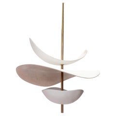 XL Floating Organic Forms Sculptural Ceramic & Brass Lamp by Elsa Foulon
