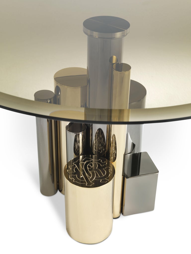 Antigua Large Side Table with Metal Base by Roberto Cavalli Home