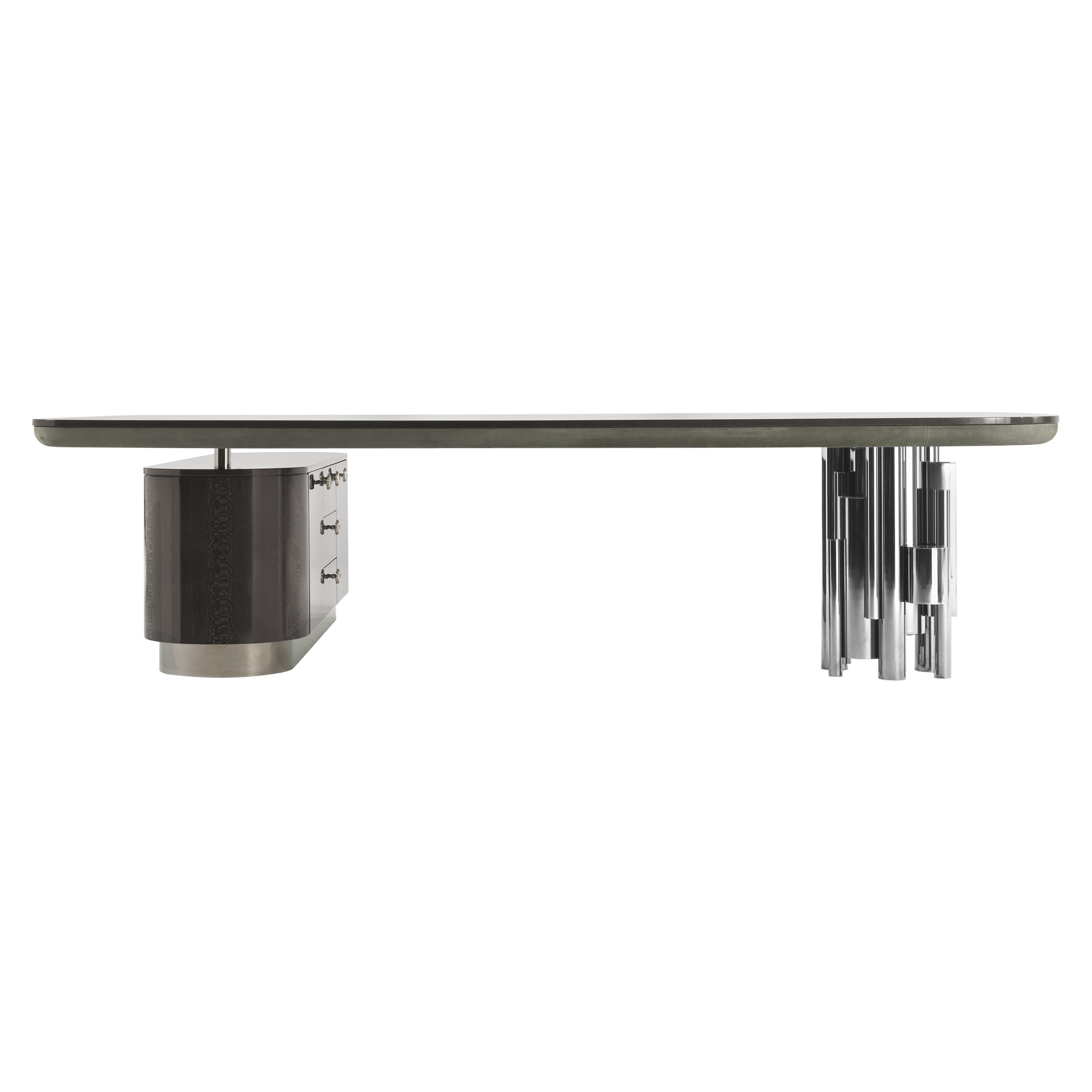 21st Century Antigua Writing Desk in Carbalho by Roberto Cavalli Home Interiors