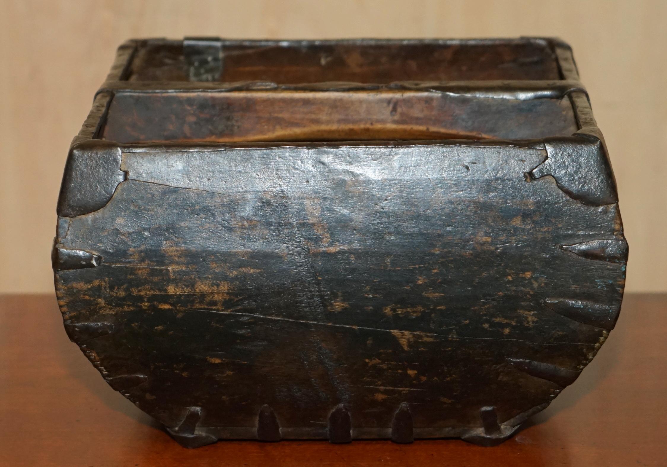 ANTIiQUE DECORATIVE HAND HAMMERED CHINESE RICE MEASURE MASKET GREAT FRUIT BOWL! For Sale 1