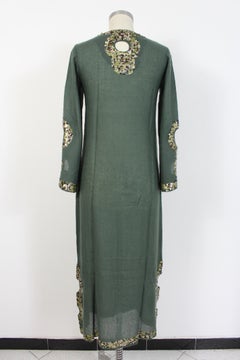 Antik Batik Green Wool Sequins Boho Chic Tunic Dress