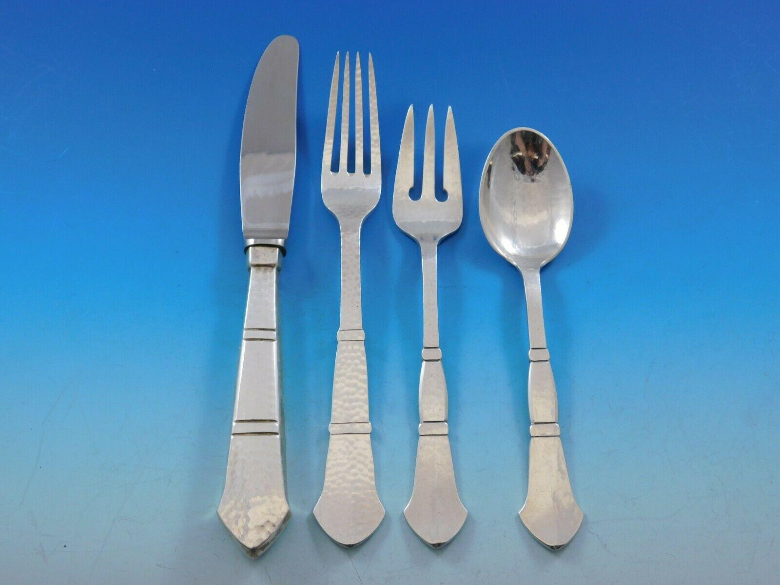 Antik by E. Dragsted Danish Sterling Silver Flatware Set Service Mid-Century Mod In Excellent Condition In Big Bend, WI