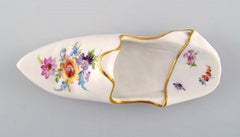 Antik Meissen Slipper in Hand Painted Porcelain with Floral Motifs, 19th Century
