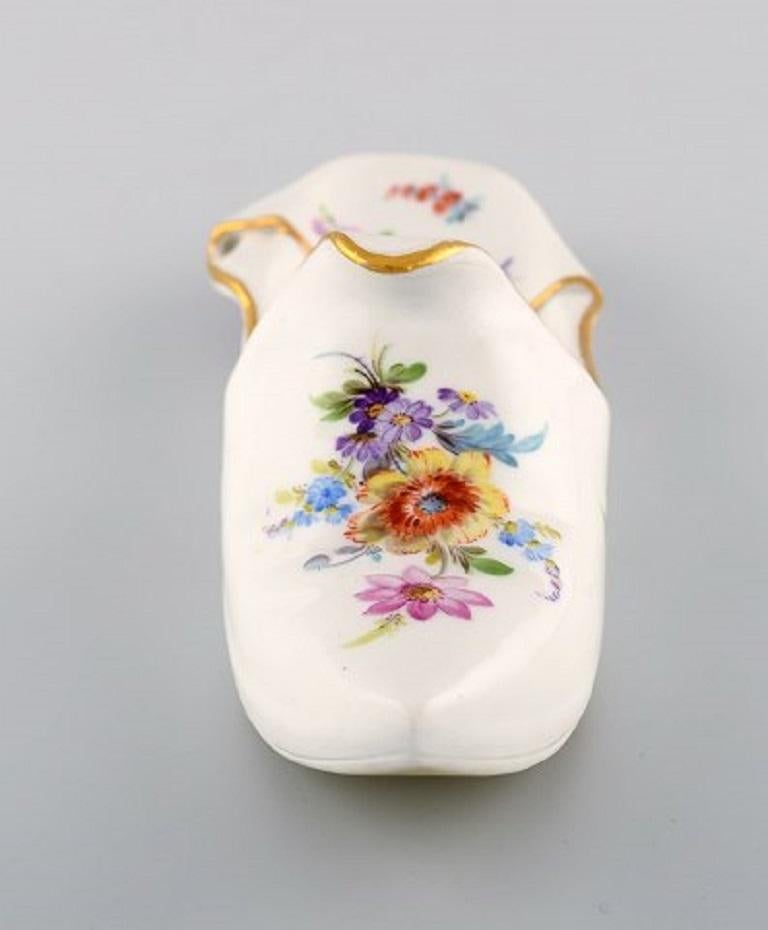 German Antik Meissen Slipper in Hand Painted Porcelain with Floral Motifs, 19th Century For Sale