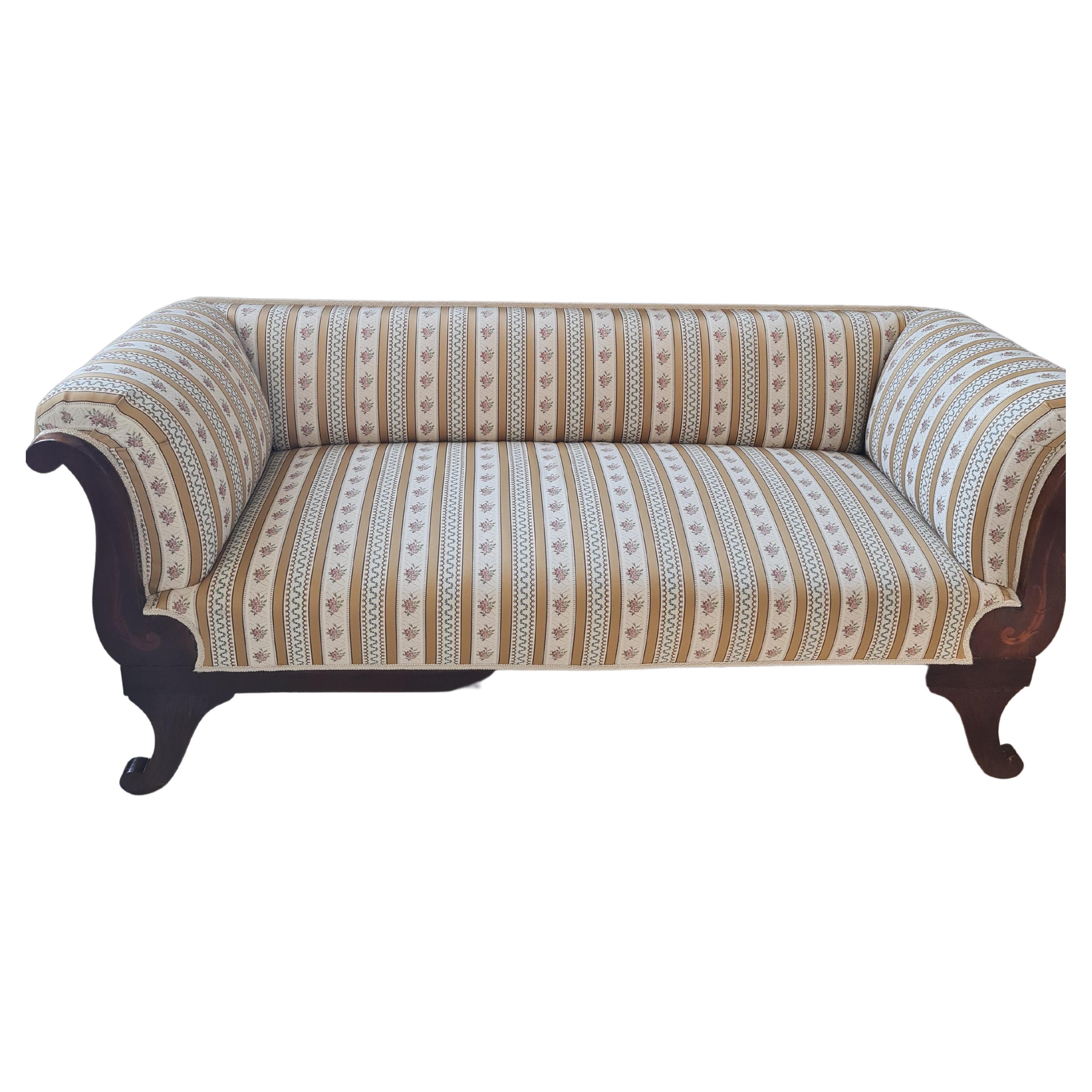 Antik nagy biedermeier 2 személyes kanapé  - jellemző csikós anyaggal, intarziás en vente