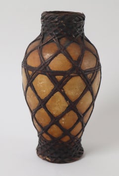 Antike Awaji Pottery trenzado con bambú, Japón alrededor de 1900