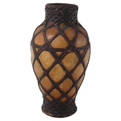 Antike Awaji Pottery mit Bambus geflochten, Japan um 1900