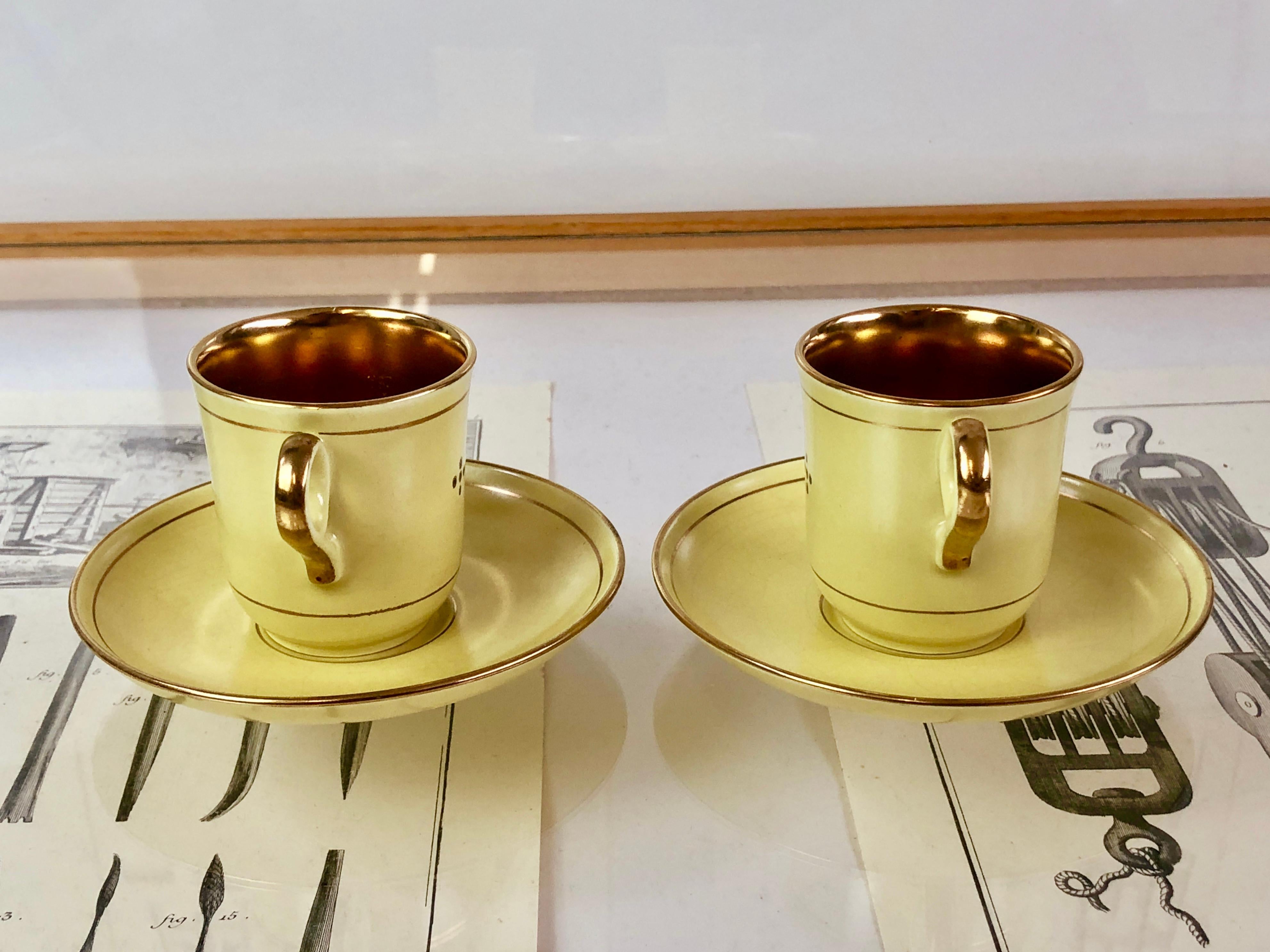 Art Deco Antike GEFLE Sweden Kaffee Tassen & Untertassen Set 'Royal Lyx' Dekor ca. 1930 For Sale