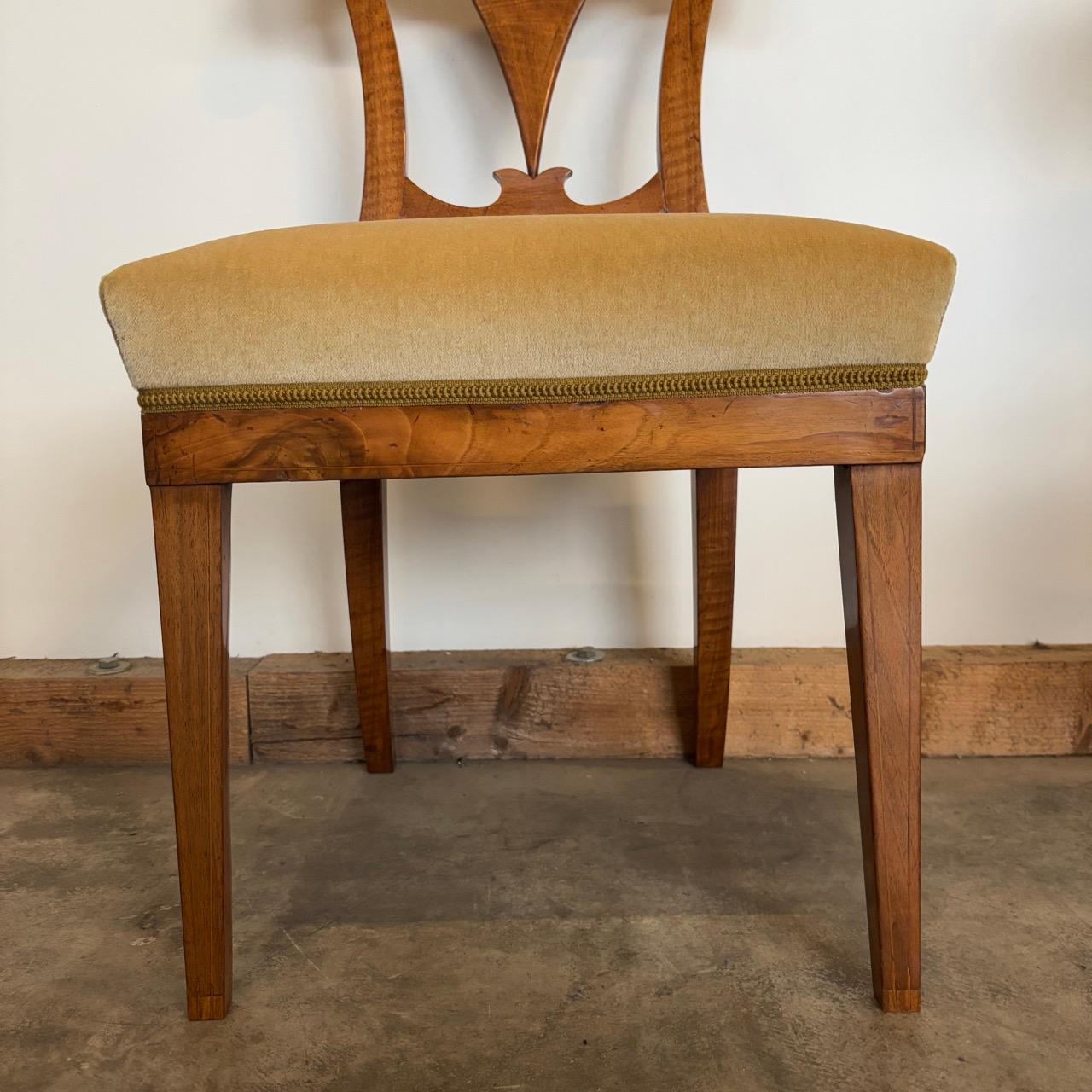 Antike Schaufelstühle Biedermeier um 1820 Wallnussholz 4 Stück (Nussbaumholz) im Angebot